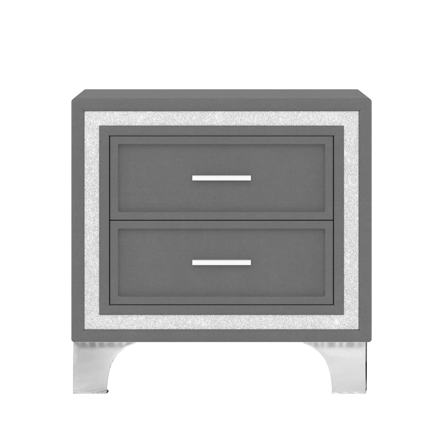 3-Pieces Bedroom Sets,Queen Size Upholstered Platform Bed with LED Lights and Two Nightstands-Gray – view 11