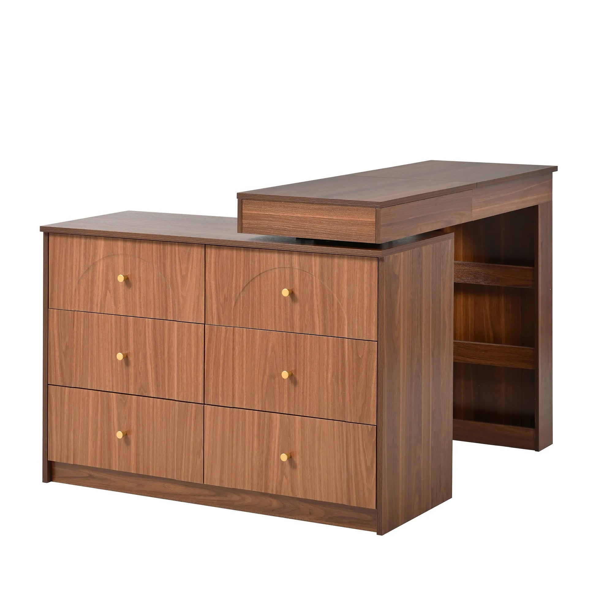 Vanity Desk with Mirror and Lights, Makeup Vanity Table with Flip-Top Tabletop and Storage 7 Drawers, 9 Compartments, 3 Shelves, 3 Color Modes – view 11
