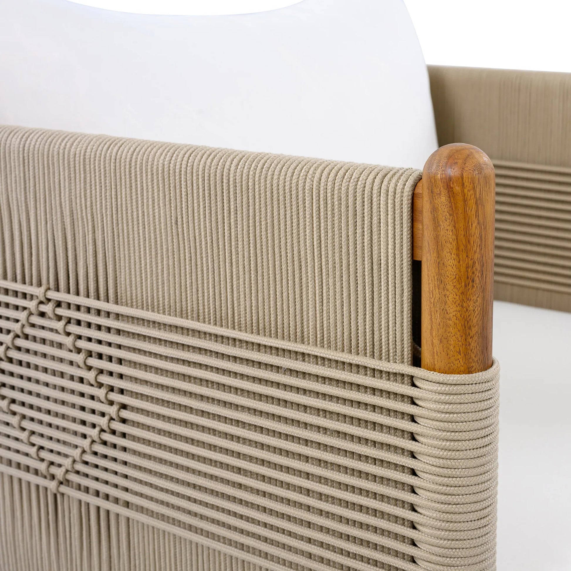 Outdoor Acacia Wood Club Chair with Diamond Rope Weave & Cushions, Teak Finish – view 11