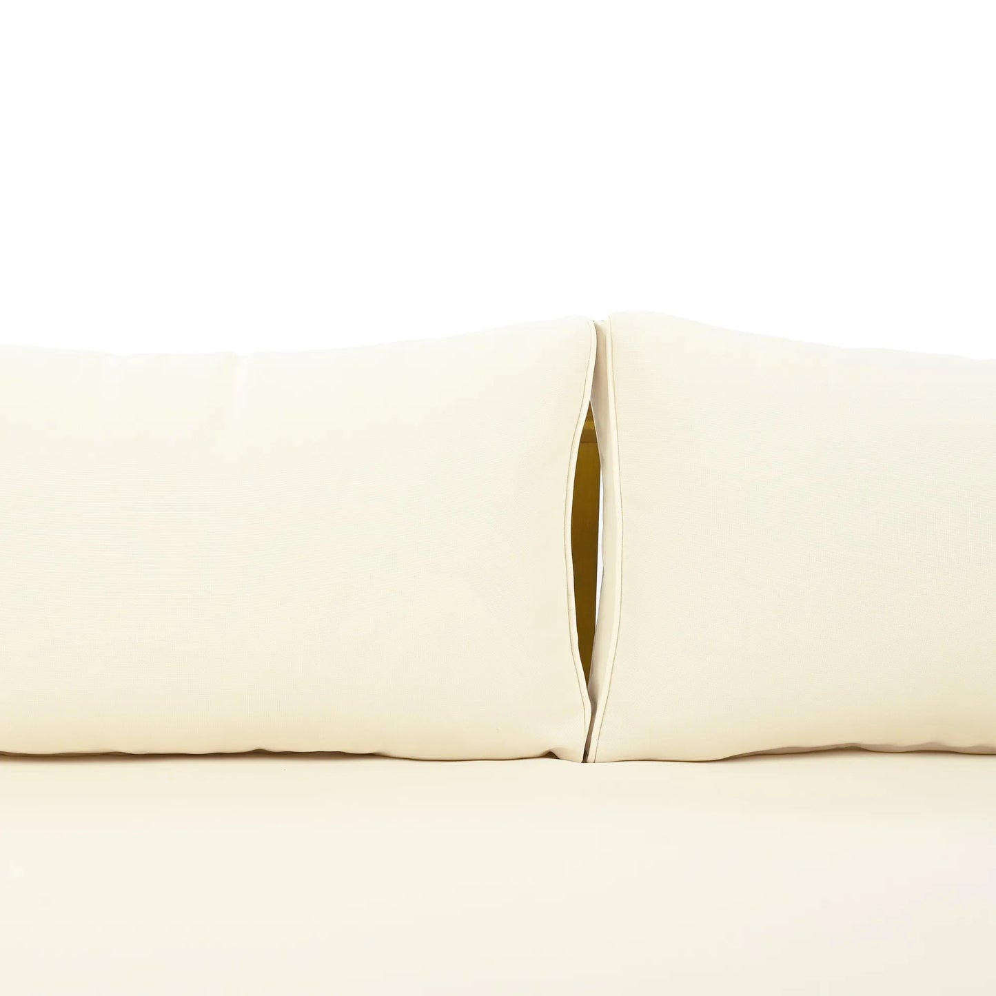 CLAREMONT 3 Seater Daybed with Rattan Arms Beige Cushion Acacia Wood – view 11