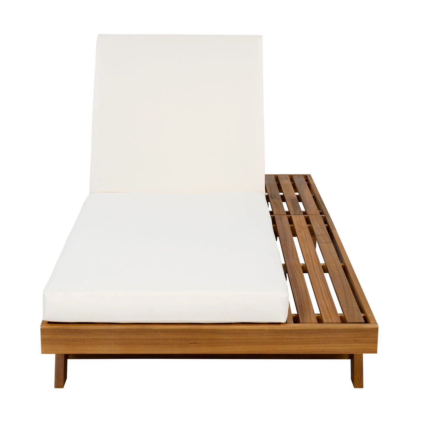 LOUNGE CHAISE SET, SPACE AVAILABLE ON ONE SIDE,ACACIA WOOD WITH WATER-RESISTANT LOUNGE CUSHIONS (CREAM & 4 INCH THICK) - MATCHING DARK GREY VERSION – view 11