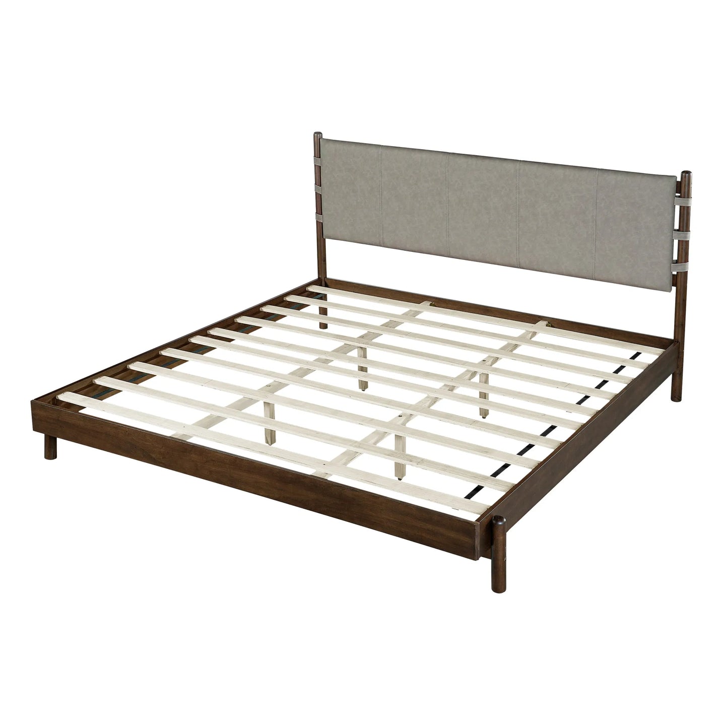 Modern King Bed Frame Set with 2 Nightstands, Light Gray Wood Platform Bed with Headboard and Matching Bedside Tables for Bedroom – view 11