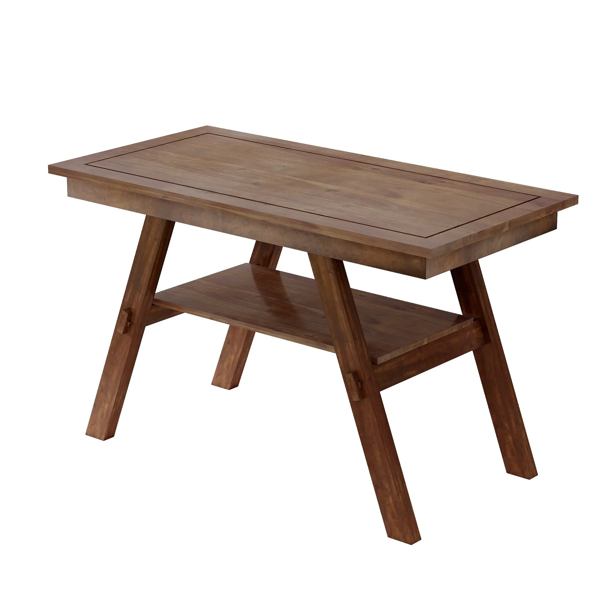 6-Piece Wood Counter Height Dining Table Set with Storage Shelf, Kitchen Table Set with Bench and 4 Chairs,Rustic Style, Walnut+Beige Cushion (old – view 11