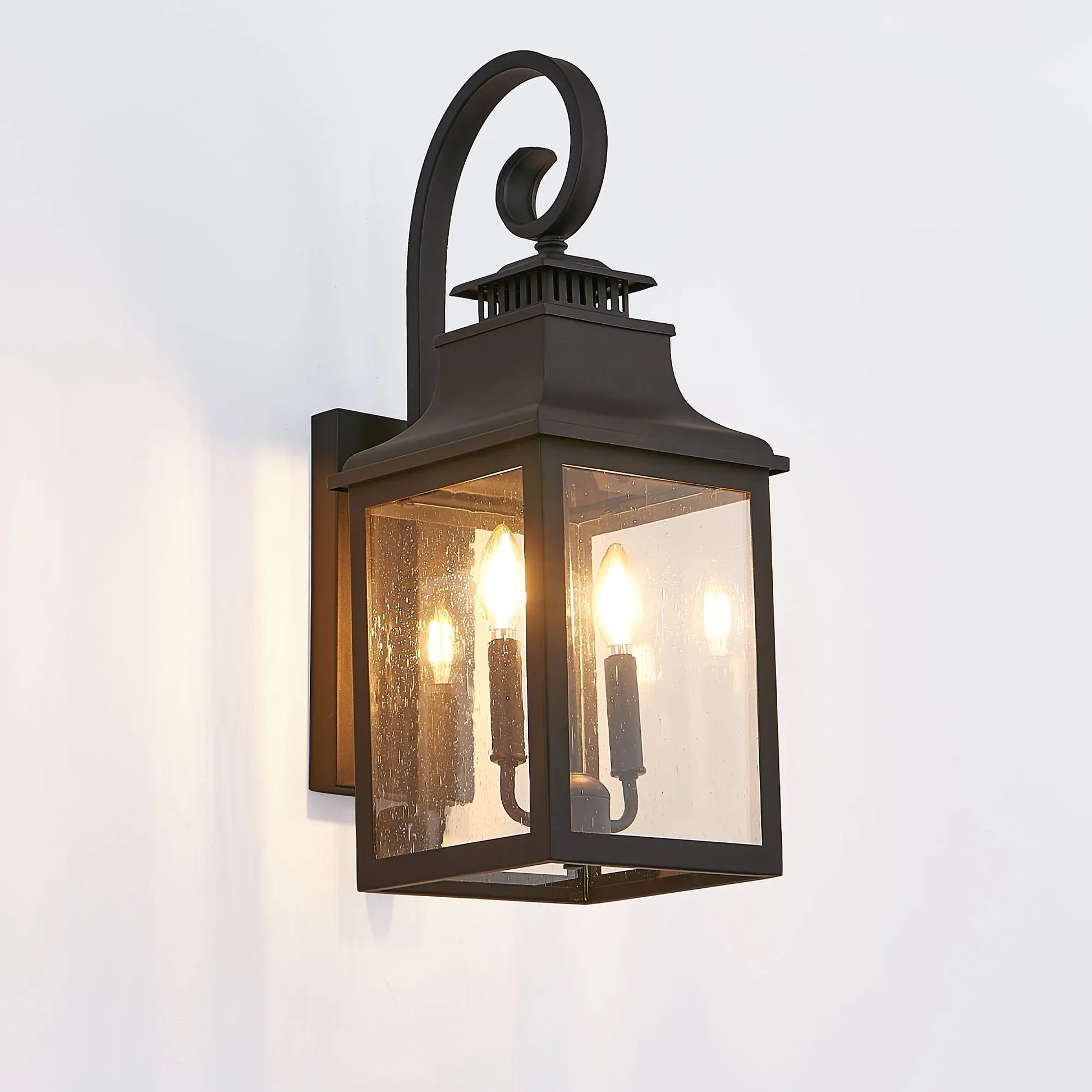 23'(H) 1-Pack Outdoor Wall Lantern Light – Vintage Black Metal Sconce with Clear Seeded Glass for Porch, Patio, and Garden (Bulb Not Included) – view 11
