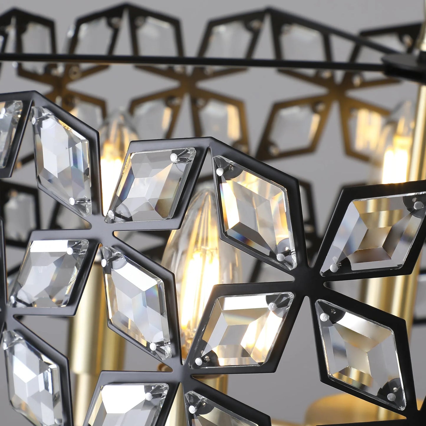 19' Geometric Crystal and BlackGold Round Pendant Chandelier – Modern 5-Light Fixture for Dining Room, Living Room, or Kitchen (Bulb Not Included) – view 11