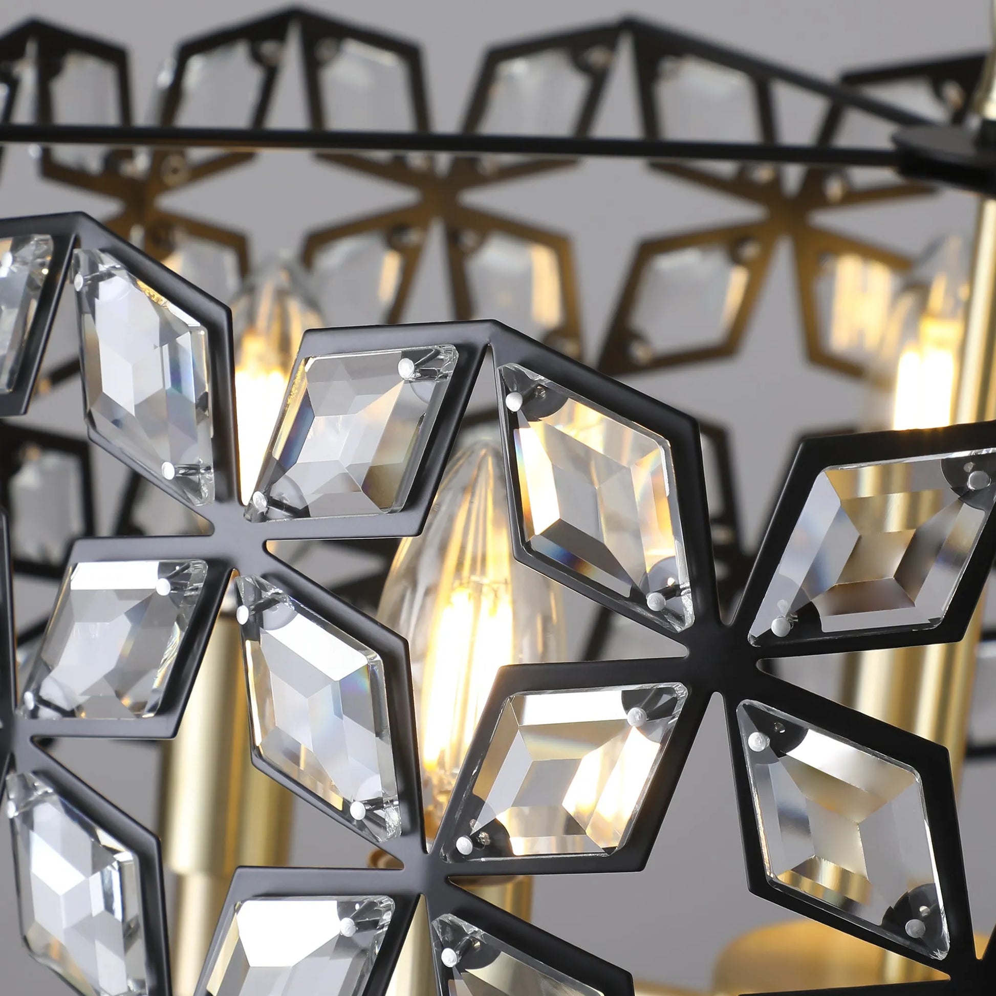 19' Geometric Crystal and BlackGold Round Pendant Chandelier – Modern 5-Light Fixture for Dining Room, Living Room, or Kitchen (Bulb Not Included) – view 11