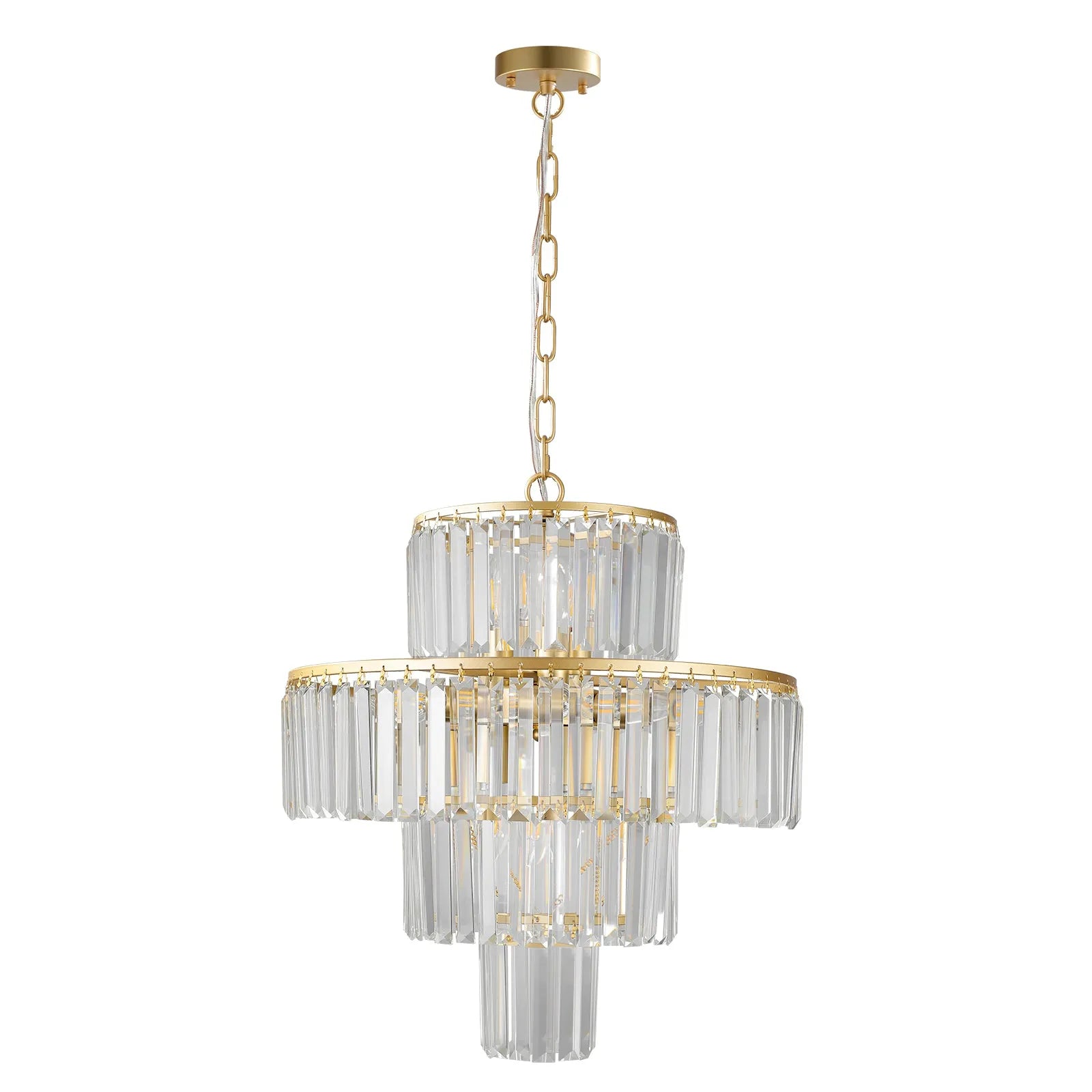 20' Modern Crystal Chandelier with Gold Finish, 4-Tier Design for Dining Room or Living Room, Elegant Crystal Pendant Light Fixture (Bulb Not – view 11
