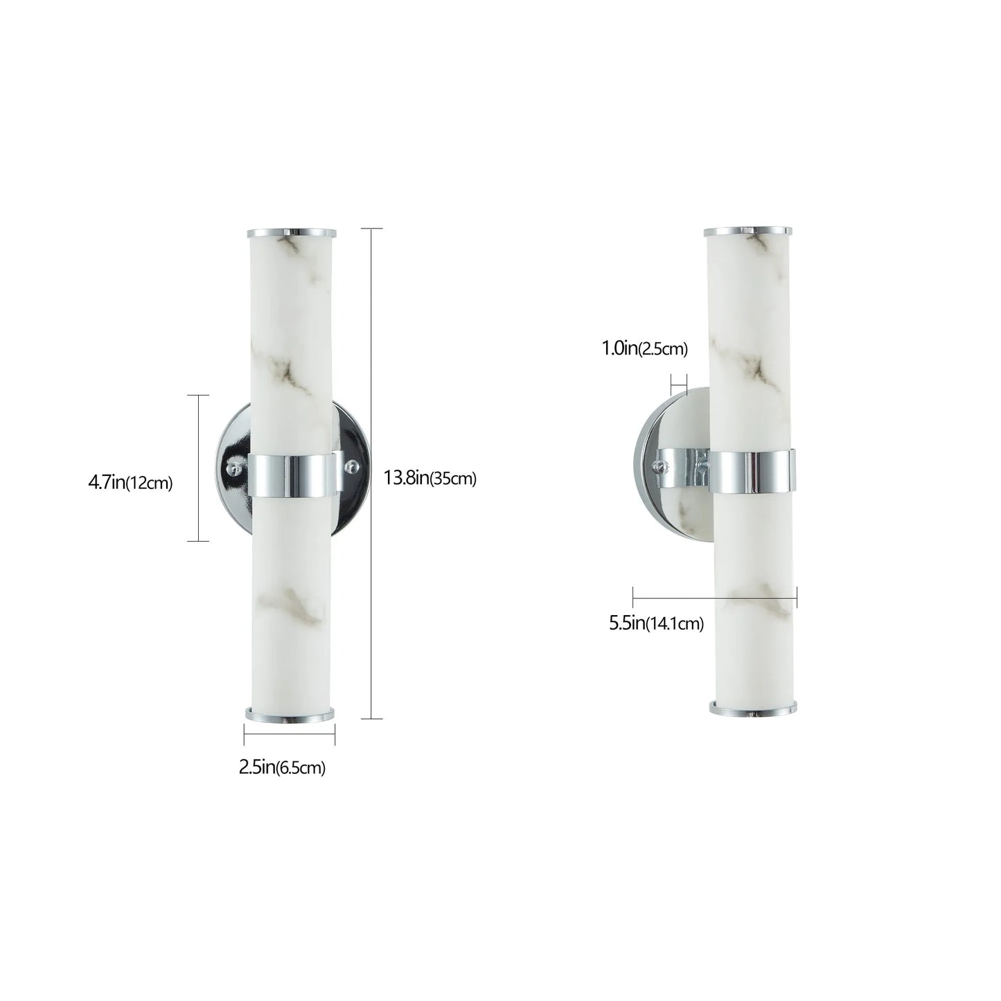 Resin Imitation Marble and Chrome Wall Sconce, Set of 2,Modern Vertical Light Fixture for Bathrooms, Hallways, and Bedrooms (Only Indoor) – view 11