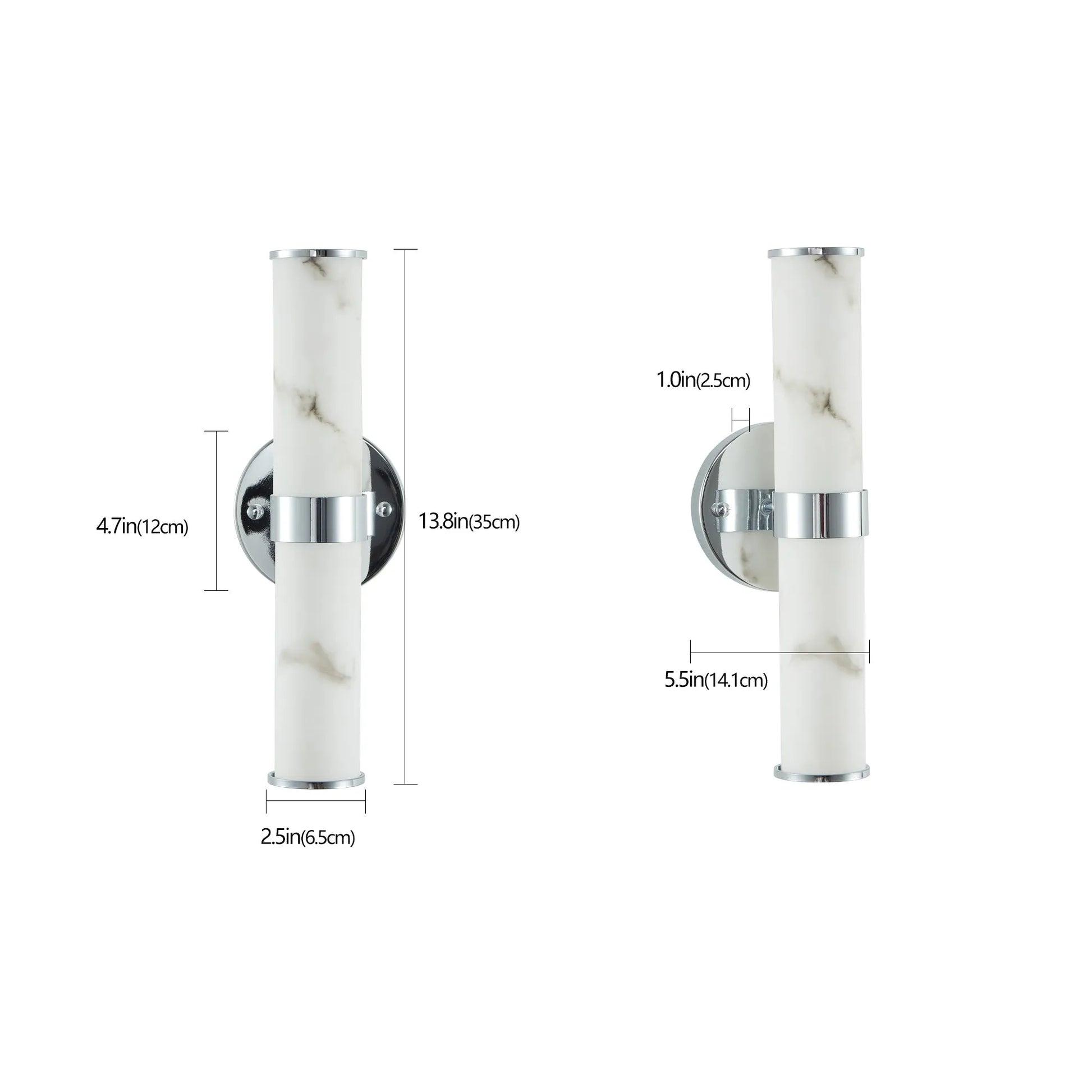 Resin Imitation Marble and Chrome Wall Sconce, Set of 2,Modern Vertical Light Fixture for Bathrooms, Hallways, and Bedrooms (Only Indoor) – view 11