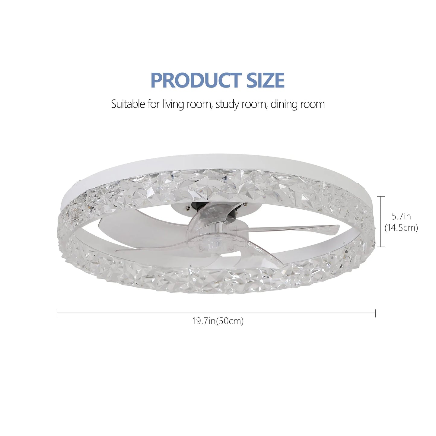 Modern Acrylic Ceiling Fan Light with Remote Control, Dimmable LED Chandelier, 6-Speed Adjustable, Quiet Motor, Flush Mount Design for Living Room – view 11
