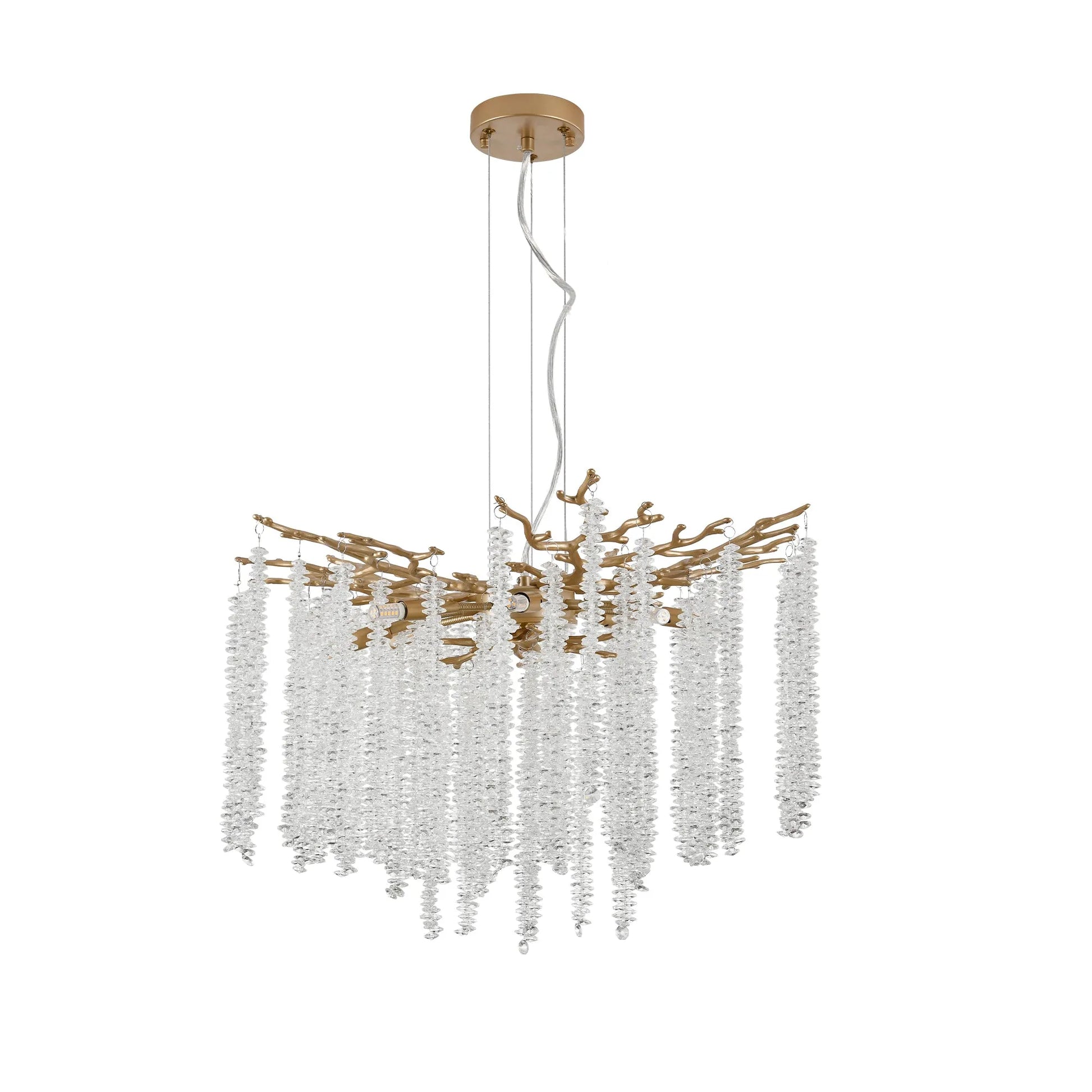24-inch Modern Golden Pendant Light with Cascading Crystal Strands, Ideal for Living Room, Dining Room and Foyer, High-End Decorative Lighting – view 11