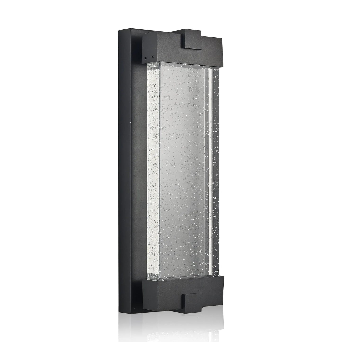 19'(H) Black Aluminum Finish Outdoor Wall Light with Bubble Crystal Glass, LED Light Source, 3000K Warm Light, Weatherproof Exterior Sconce for – view 11