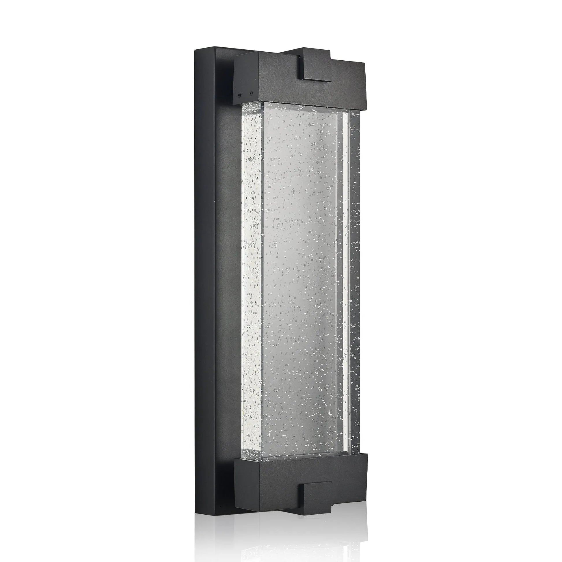 19'(H) Black Aluminum Finish Outdoor Wall Light with Bubble Crystal Glass, LED Light Source, 3000K Warm Light, Weatherproof Exterior Sconce for – view 11
