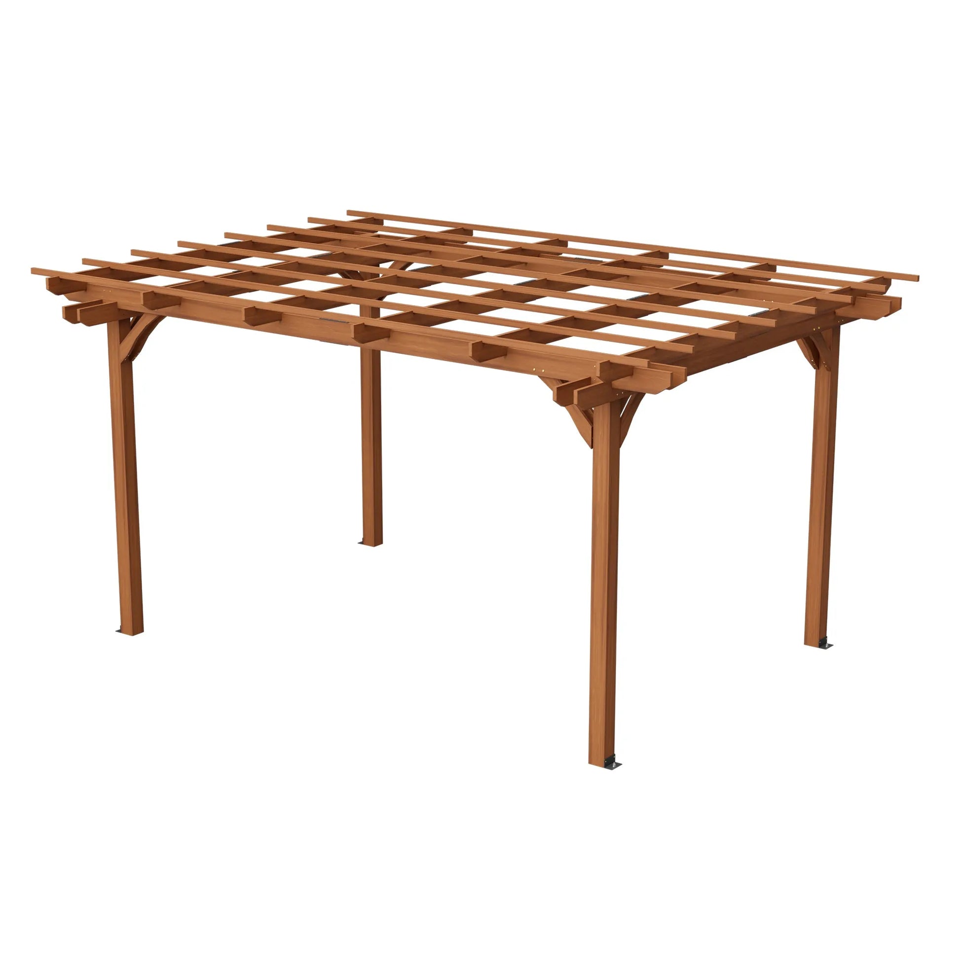 12 x 10 FT Outdoor Wood Pergola, Wooden Grape Pergola for Climbing Plant Support for Garden, Patio, Backyard, Deck, Brown – view 11