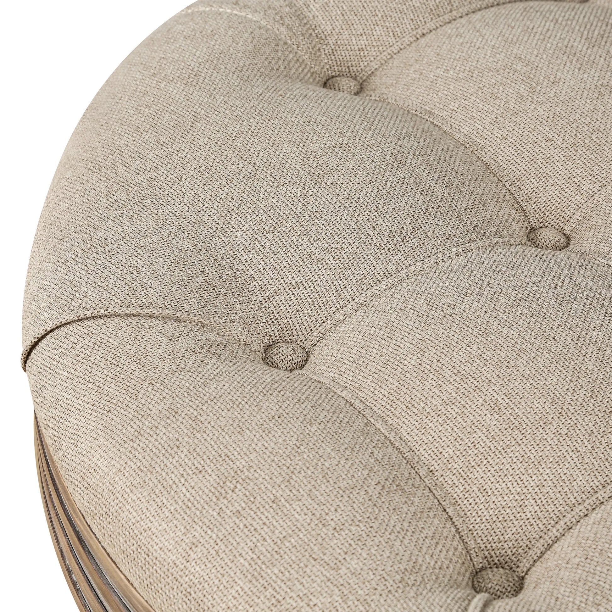 Large Round Waterproof Ottoman Coffee Table 2 Tier Oversized Button Tufted Ottoman with Wooden Shelf Storage Farmhouse Upholstered Coffee Table – view 11