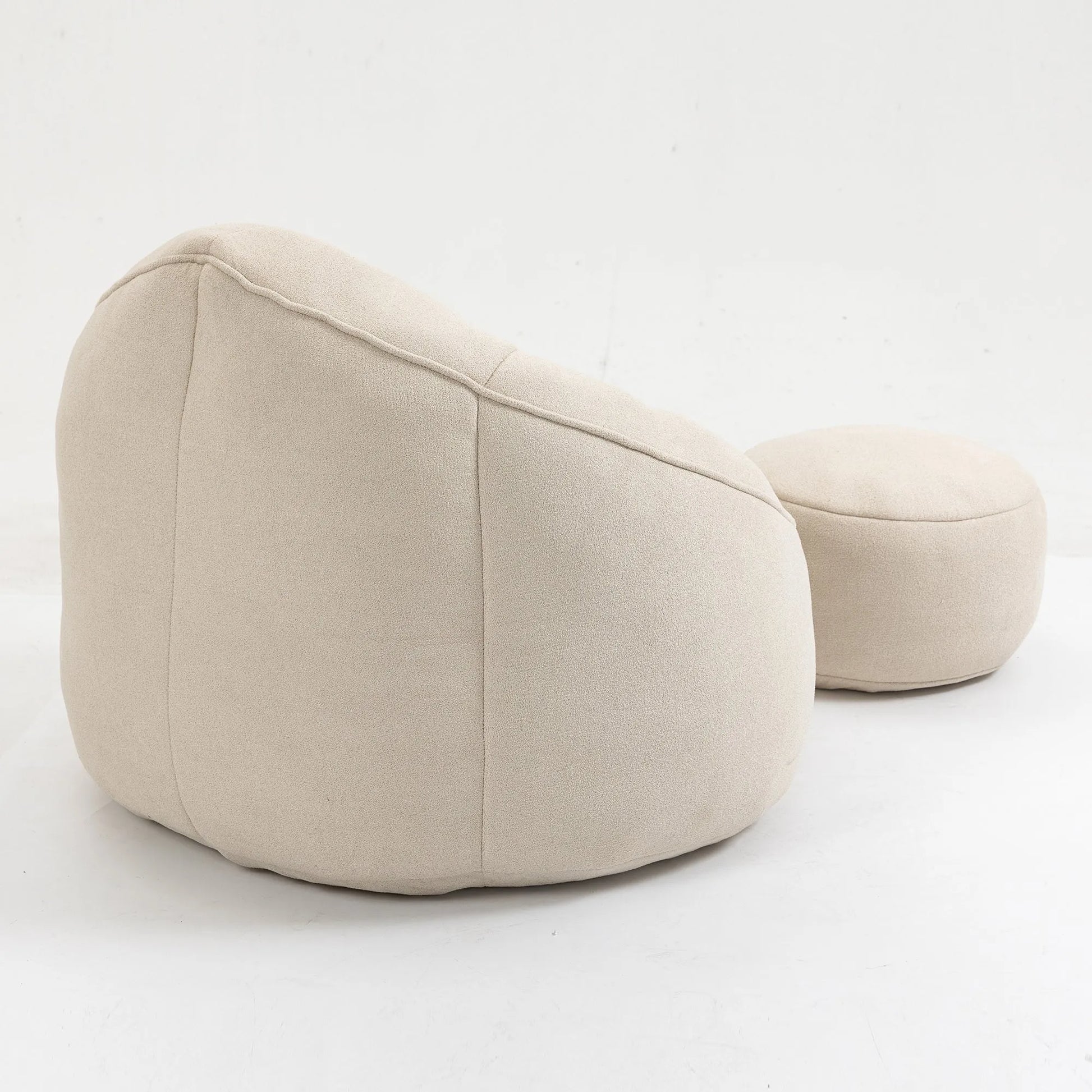 Bedding Bean Bag Sofa Chair with High-Pressure Foam and Footrest, Beige Microfiber – view 11