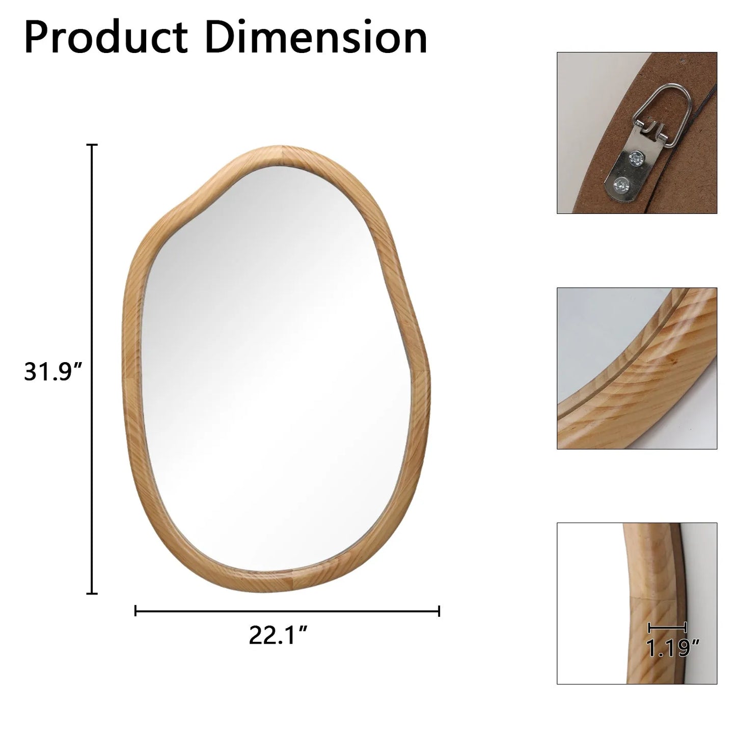 Irregular Wall Mirror Decorative, Asymmetrical Mirror for Wall Decor, Wavy Accent Mirrors for Living Room Bathroom Bedroom Entryway, Abstract – view 11