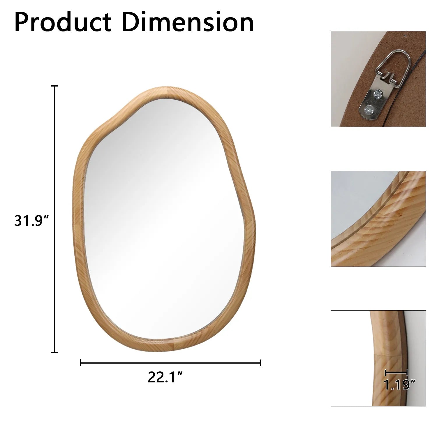 Irregular Wall Mirror Decorative, Asymmetrical Mirror for Wall Decor, Wavy Accent Mirrors for Living Room Bathroom Bedroom Entryway, Abstract – view 11