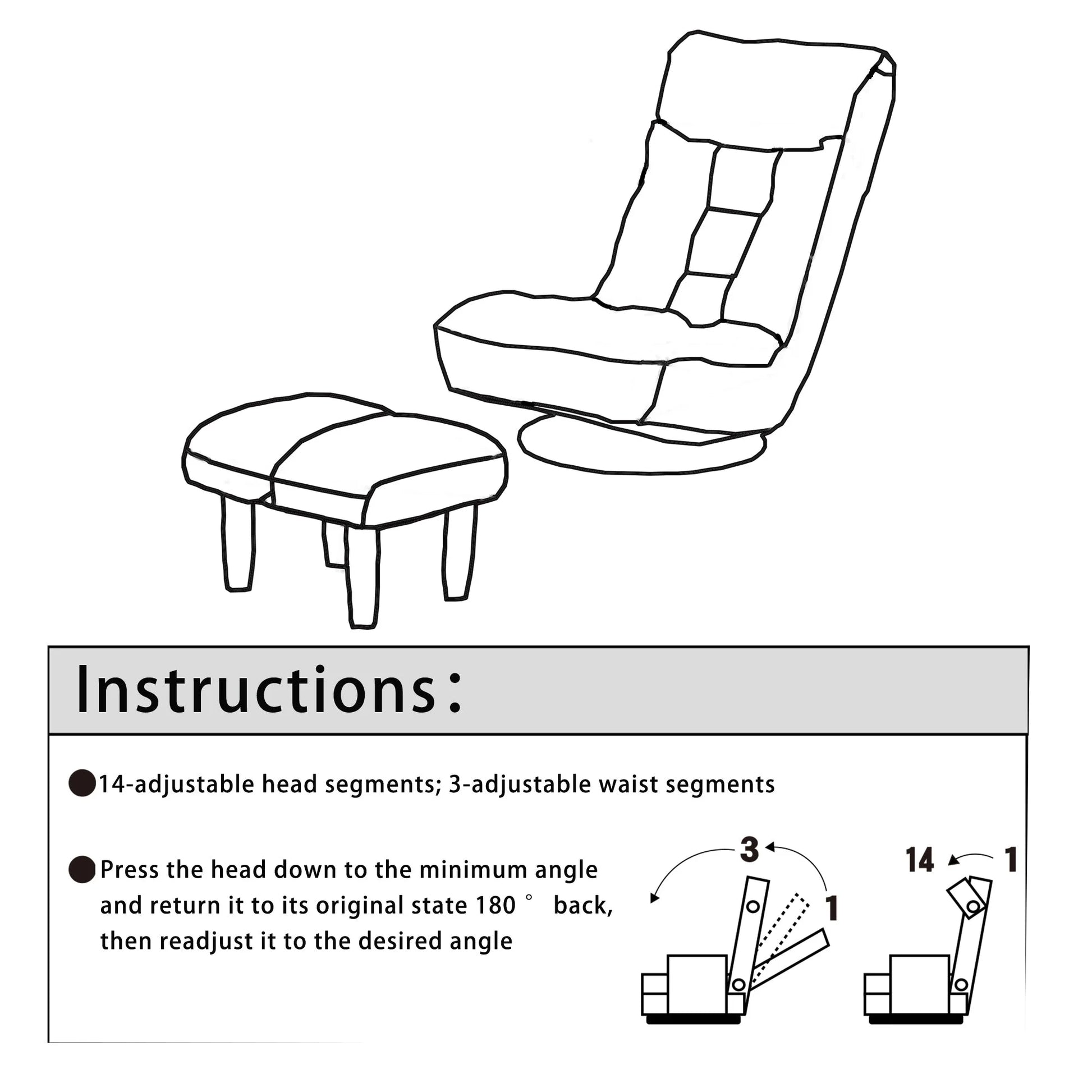 Navy Adjustable Japanese Reclining Floor Chair Sofa with Metal Frame for Living Room & Balcony – view 11