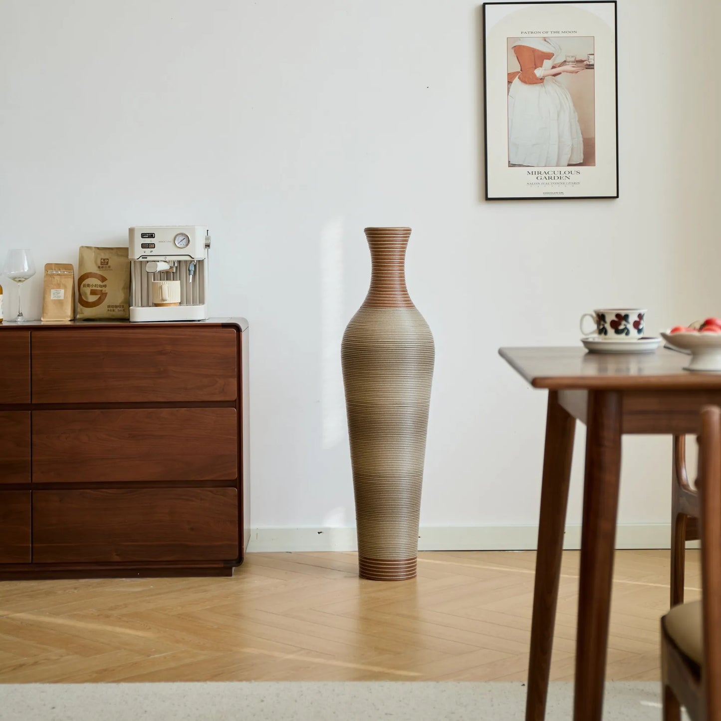 39-Inch-Tall Vase, Brown Decorative Floor Vase, Classic Neat Floor Vase Tall Freestanding Flower Holder, Artificial Rattan Vase, PVC Floor Vase – view 11