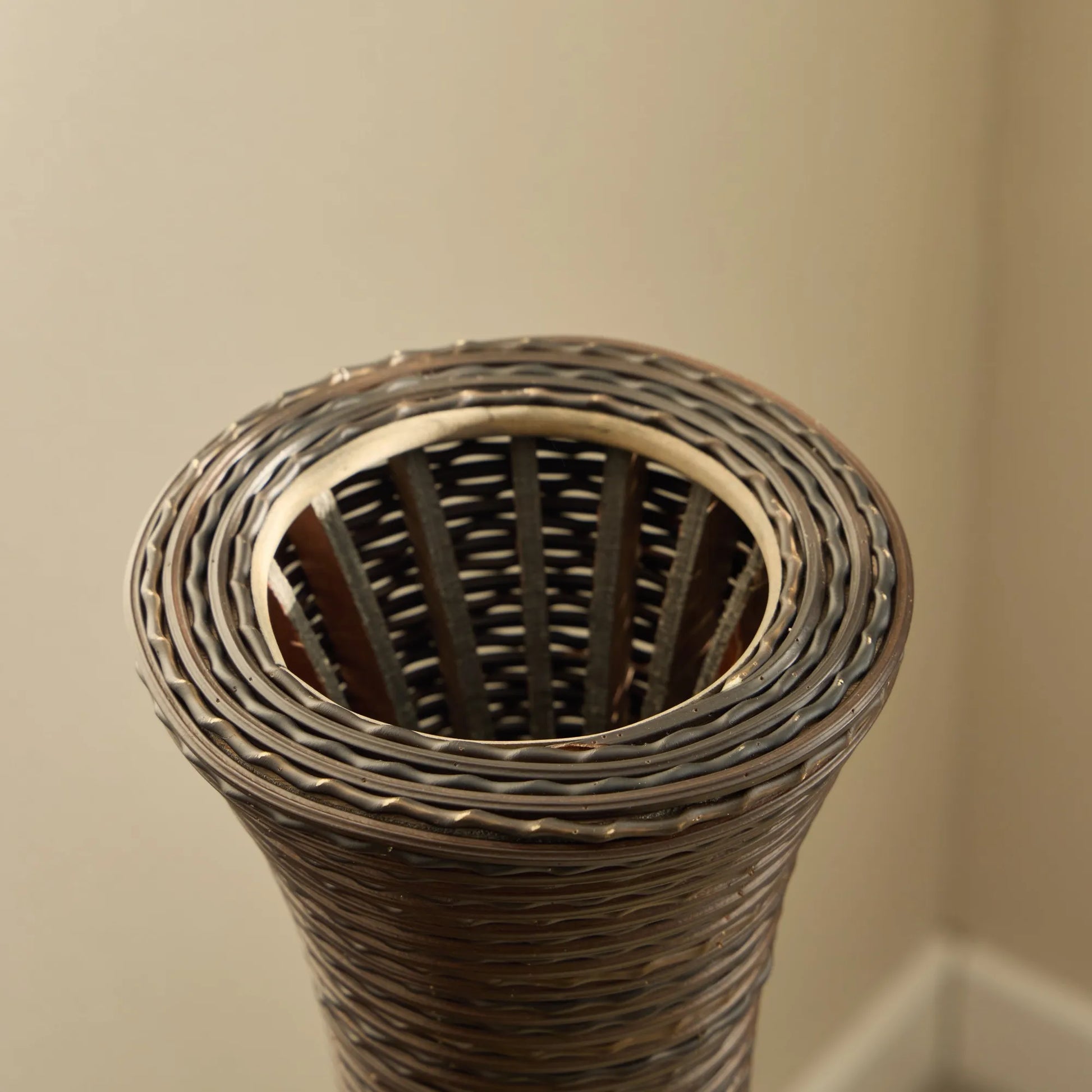 39-Inch Tall Designer Floor Vase – Artificial Rattan with Elegant Two-Tone Dark Brown Finish – Decorative Accent for Living Room, Bedroom, or Entryway – view 11