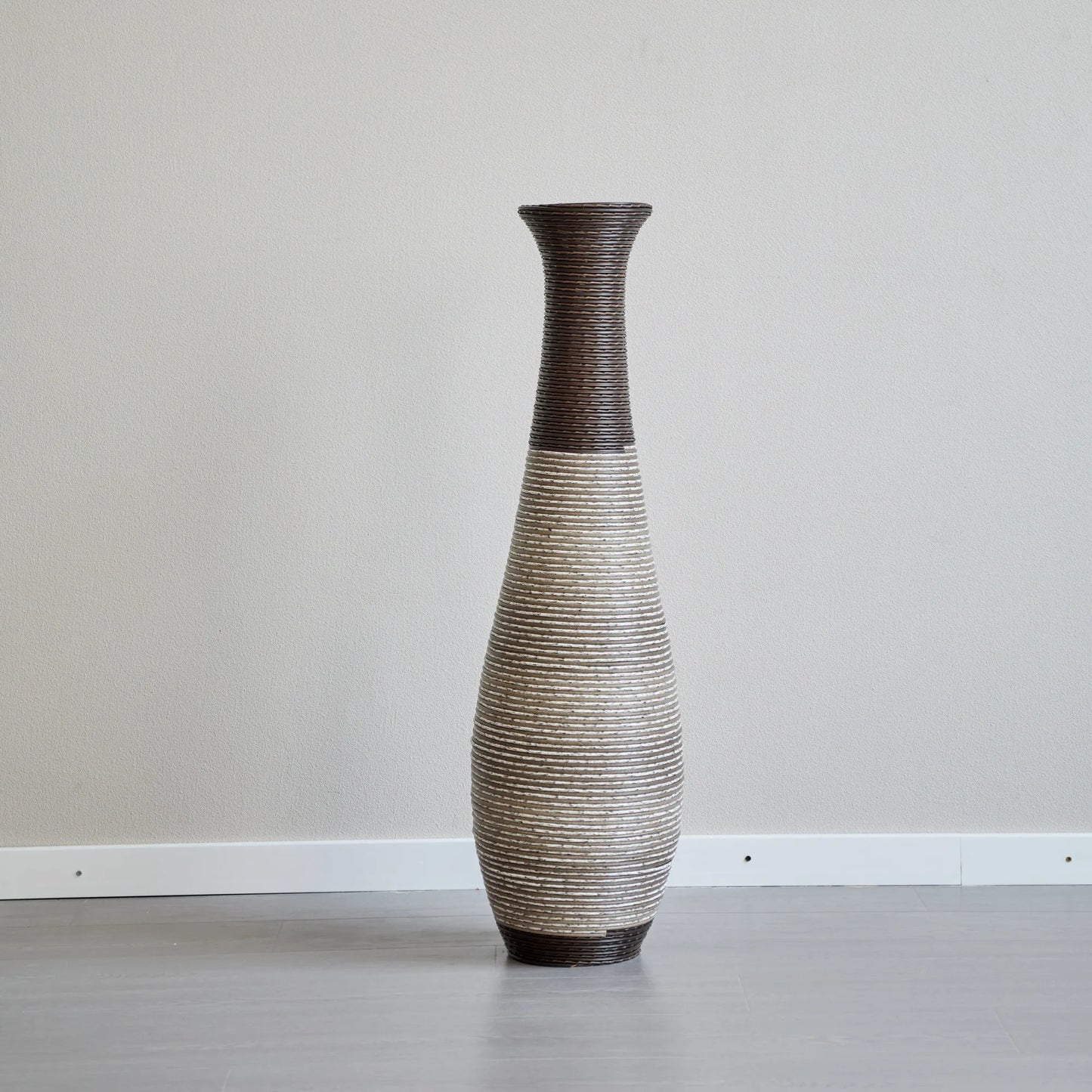 39-Inch Tall Standing Designer Floor Vase - Durable Artificial Rattan - Elegant Two-Tone Dark Brown Finish - Ideal Décor Accent for Living Room – view 11