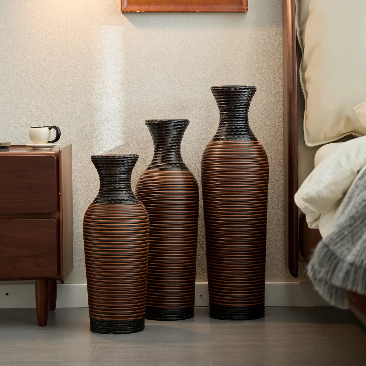 Desktop Vase, Brown Decorative Floor Vase, Classic and Neat Floor Vase, High Independent Flower Stand, Artificial Vine Vase, PVC Floor Vase, Home – view 11
