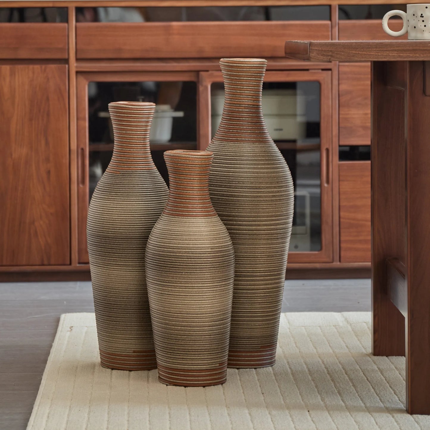Desktop Vase, Brown Decorative Floor Vase, Classic and Neat Floor Vase, High Independent Flower Stand, Artificial Vine Vase, PVC Floor Vase, Home – view 11