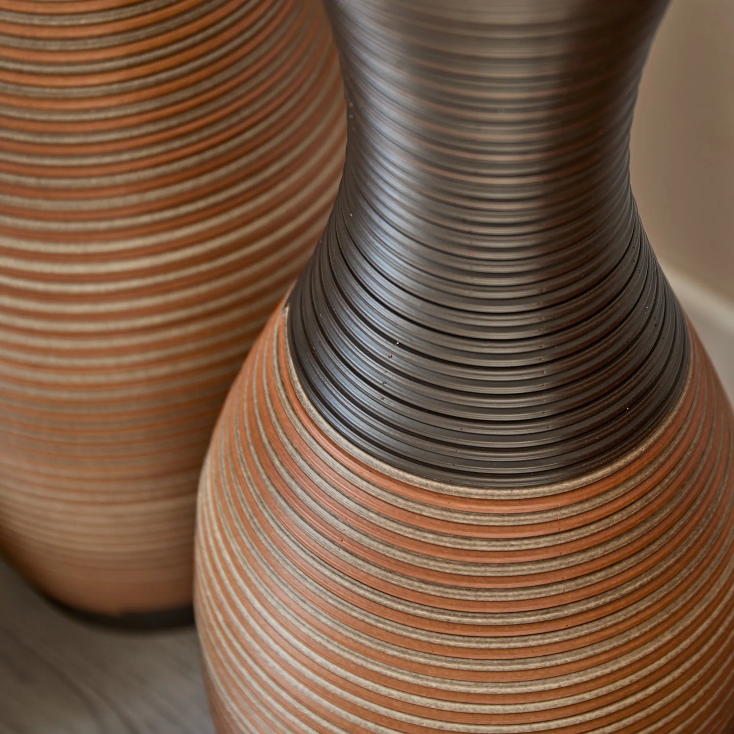 Set Of 3 Designer Floor Vases, Large Vases for Home Décor Flooring, Artificial Rattan Floor Vases, Brown Floor Vases for Living Rooms or Corridors – view 11