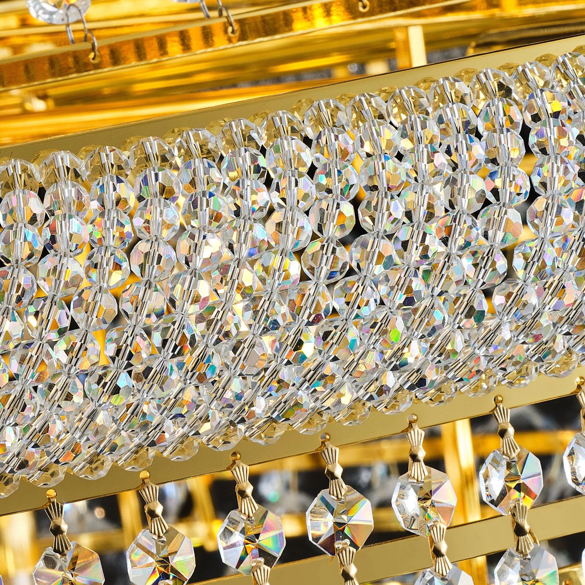 32-Inch Gold Crystal Chandelier, 27-Light French Empire Ceiling Light with LED Bulbs, Adjustable 59-Inch Chain, 3000K Warm Light, Ideal for Living – view 11