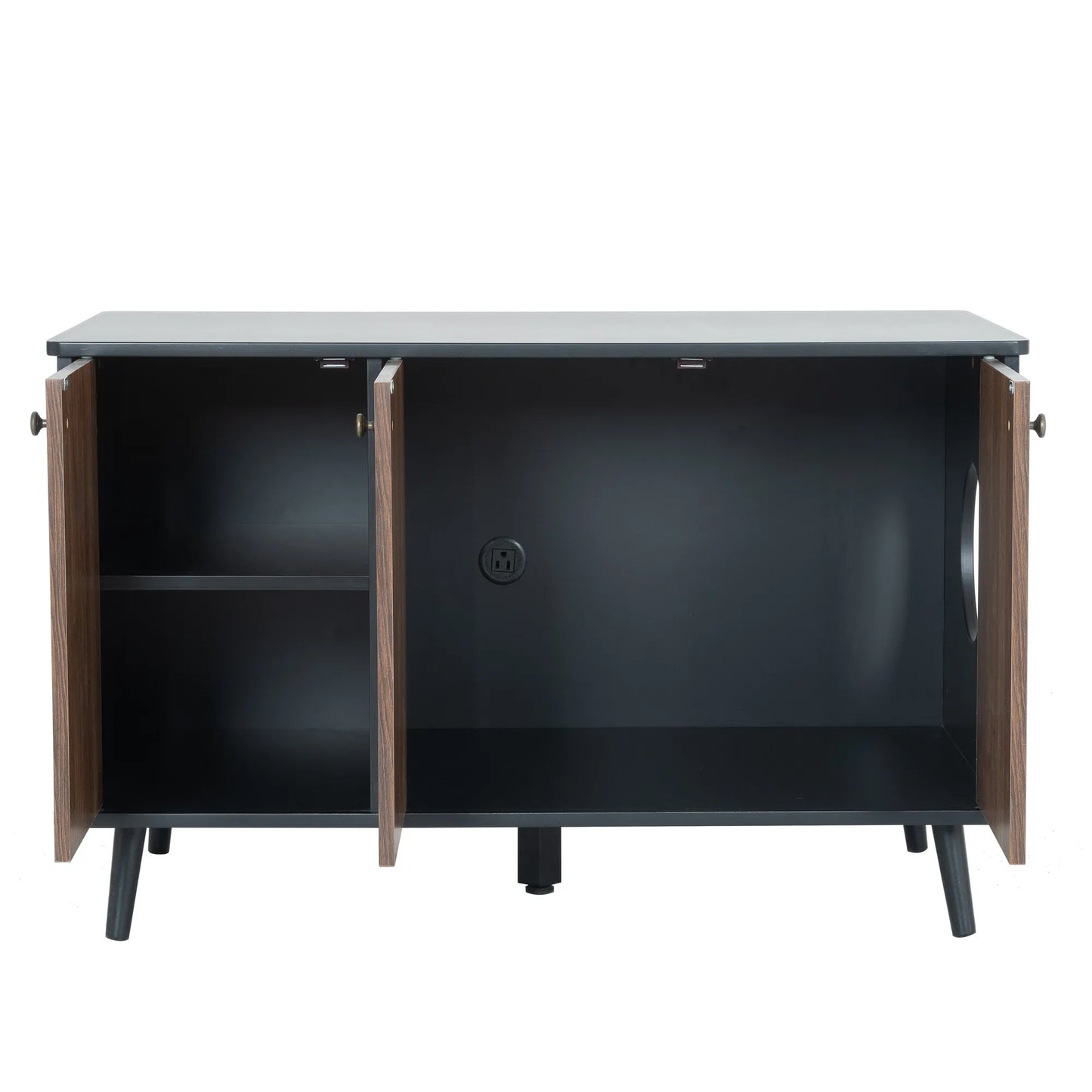Litter Box Enclosure, Cat Litter Box Furniture with Hidden Plug, 3 Doors,Indoor Cat Washroom Storage Bench Side Table Cat House, Large Wooden – view 11