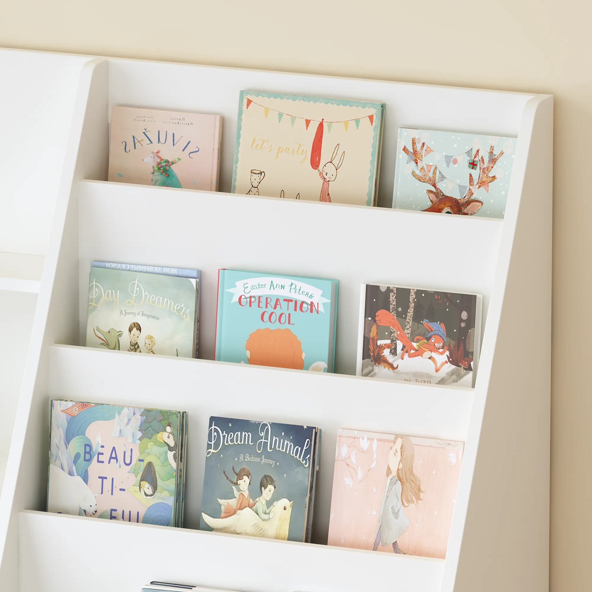 Kids Bookshelf and Toy Storage Organizer, Multifunctional 4-Tier White Wooden Bookcase with Toy Bin for Nursery, Playroom, or Kids Room – view 11