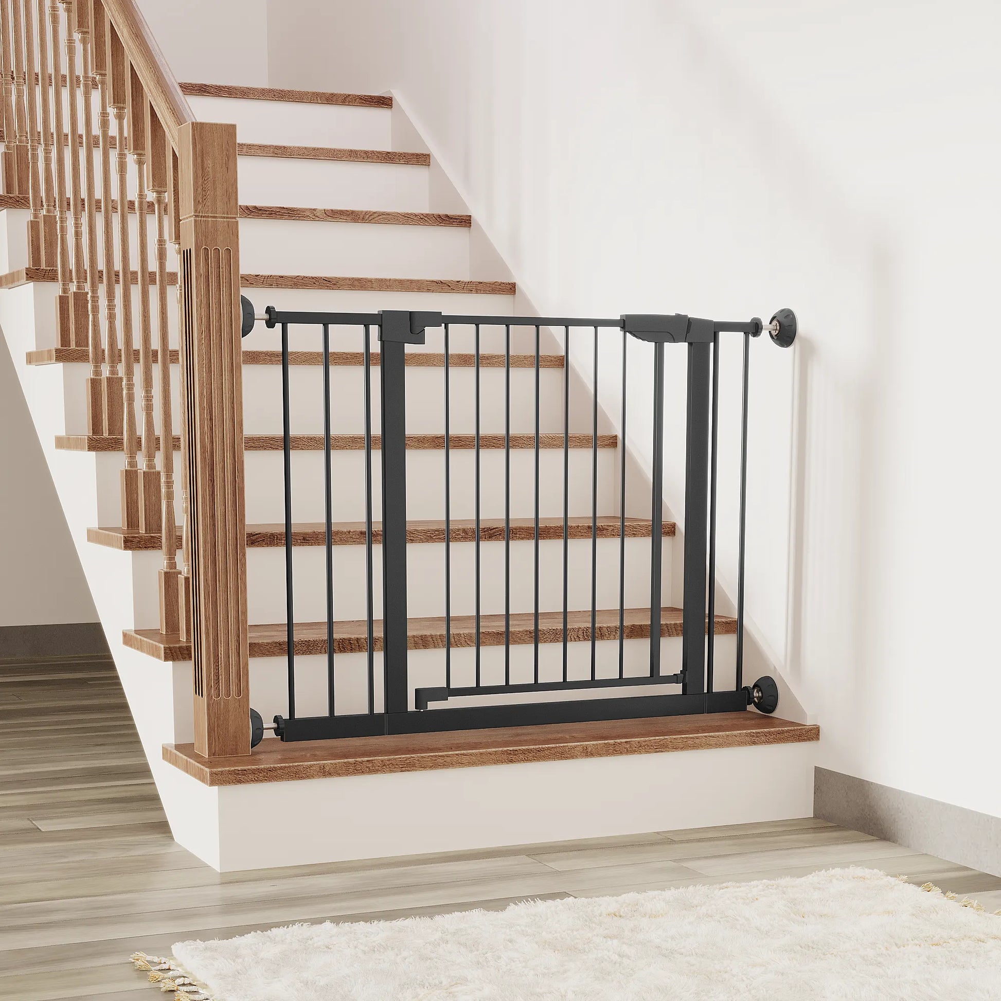 29.5-45.3' Wide Baby Gate with wall protector for Stairs, Dog Gate Indoor for Doorways, No Drilling Pressure Mounted Pet Gates for Kids, Easy Walk – view 11