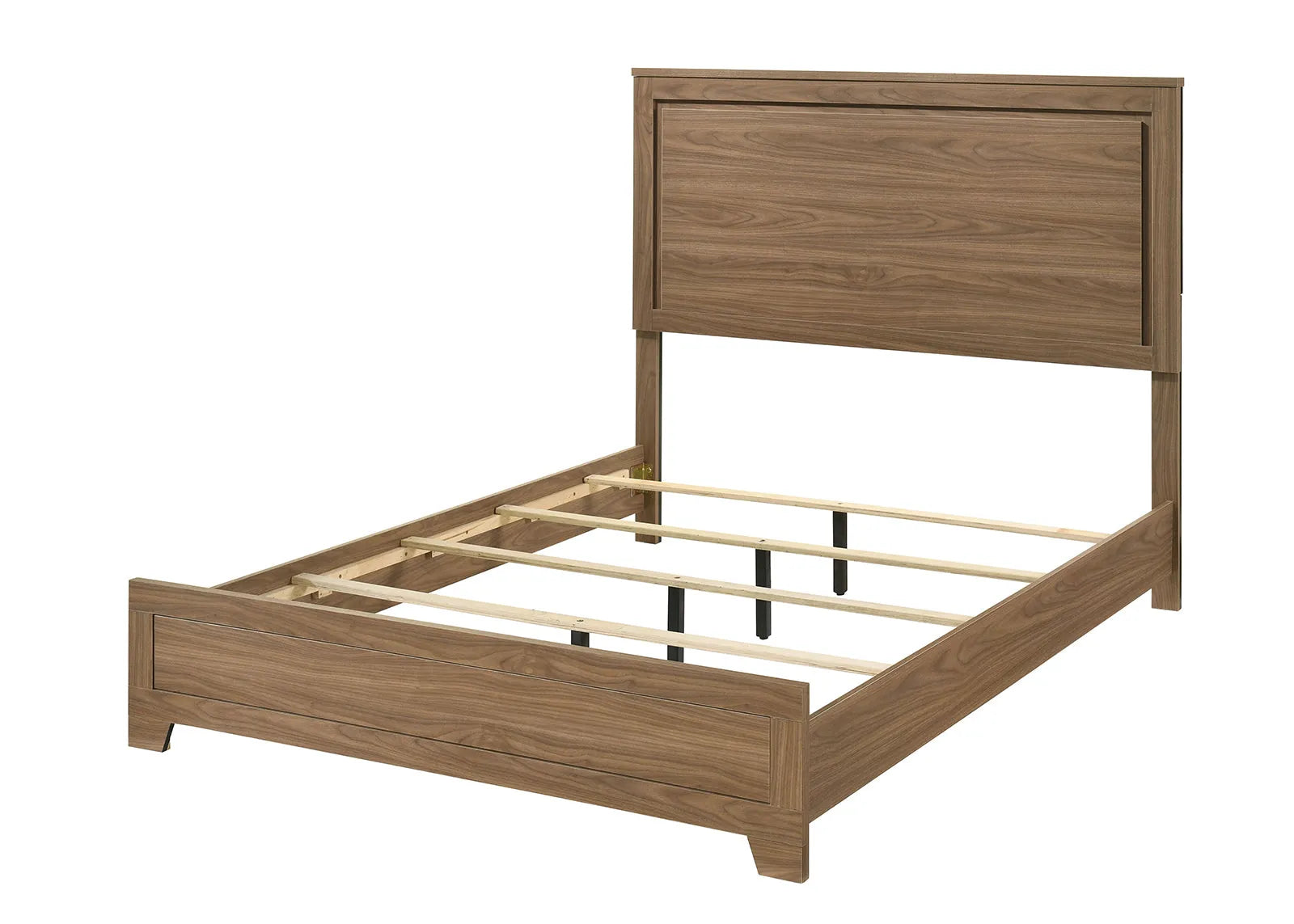 Walnut / Chestnut 3pc Set Queen Size Bed Dresser And Mirror Panel HB Bedroom Furniture Wooden Transitional – view 12