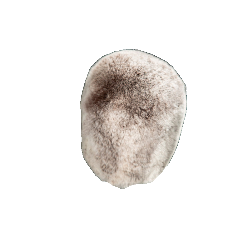 Frosted Taupe genuine Rex rabbit fur gear shift cover on transparent background