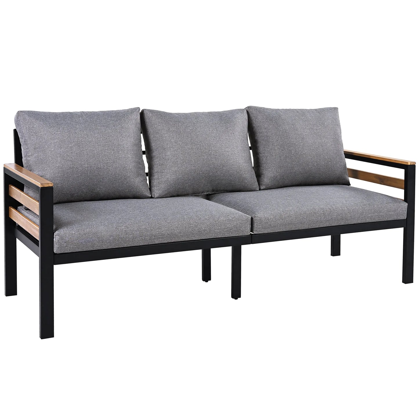 <Old SKU: N704G201246E> GO 4-Piece Outdoor Furniture Sofa Set for 5 People with Acacia Wood Armrests, Patio Conversation Set with Removable Cushion – view 12