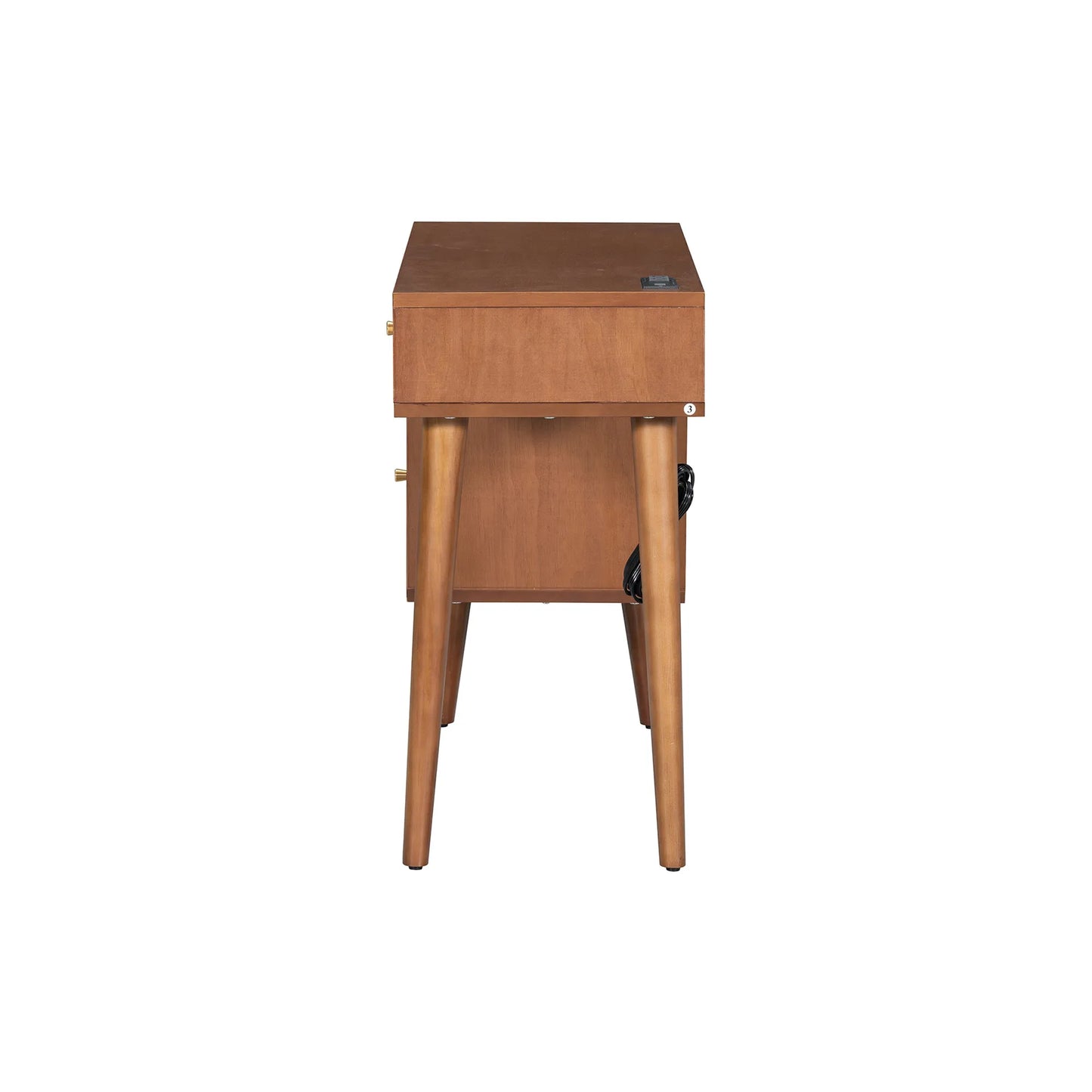 39' Retro Bohemian Style Wooden Makeup Vanity Set with Charging Plug&USB Port and Stool, Dressing Table with 3 Storage Drawers and 1 Rectangular – view 12