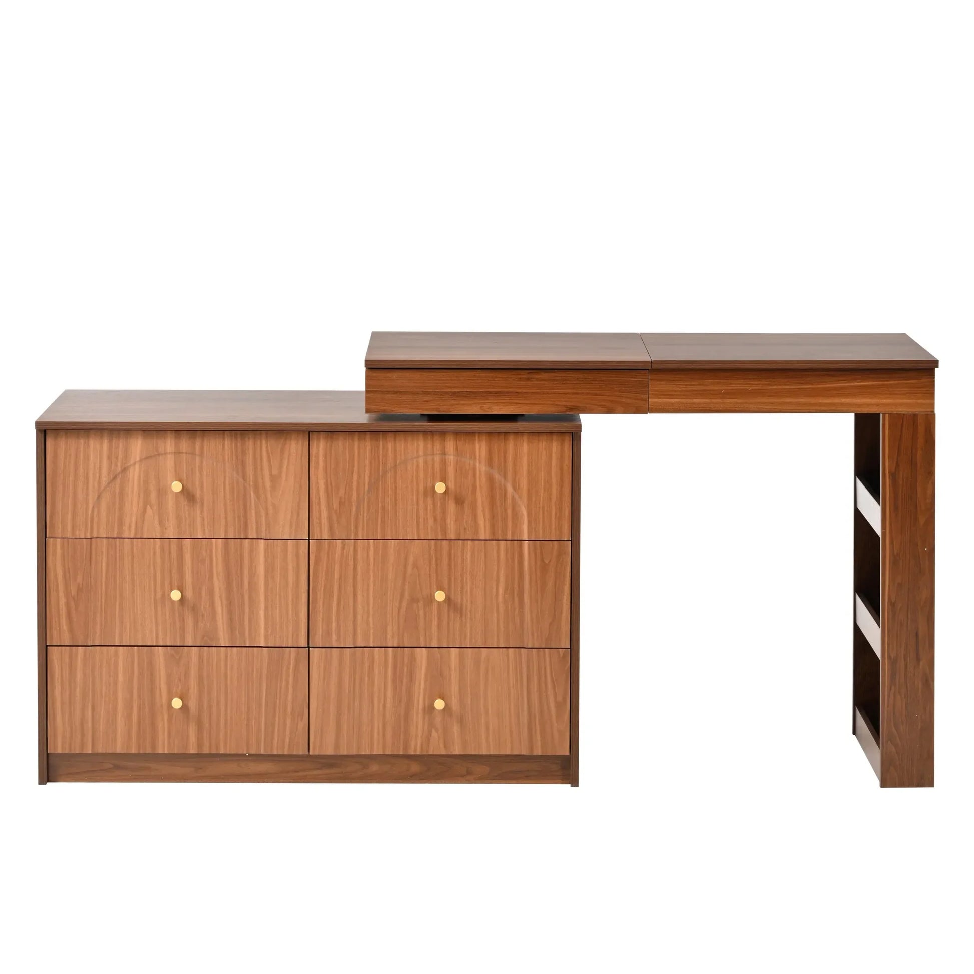 Vanity Desk with Mirror and Lights, Makeup Vanity Table with Flip-Top Tabletop and Storage 7 Drawers, 9 Compartments, 3 Shelves, 3 Color Modes – view 12