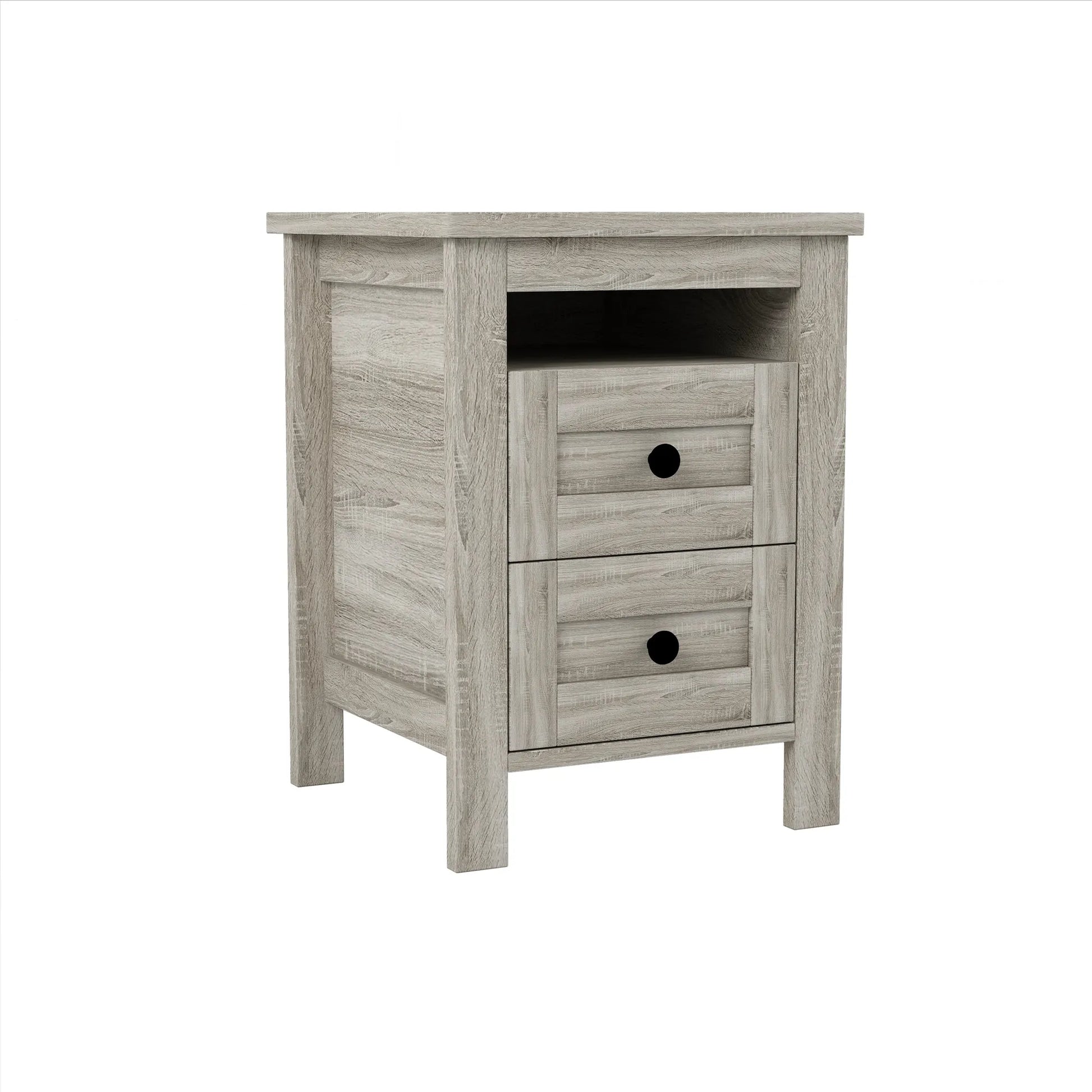 3-Pieces Bedroom Sets Queen Size Farmhouse Platform Bed with Double Sliding Door Storage Headboard and Charging Station, Storage Nightstand and – view 12