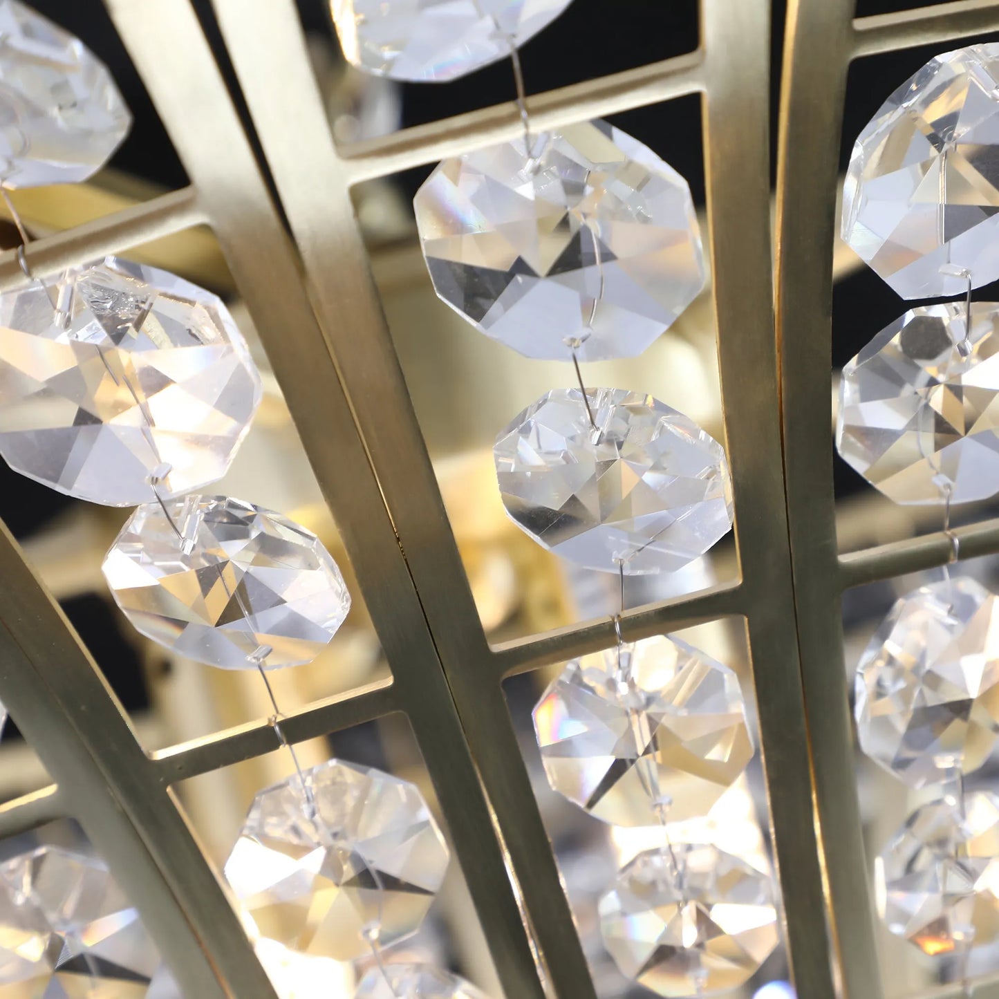 24' Modern Crystal Round Chandelier with Gold Finish, Elegant Pendant Light with Cascading Beads, for Dining Room, Living Room, or Foyer (No Bulbs) – view 12