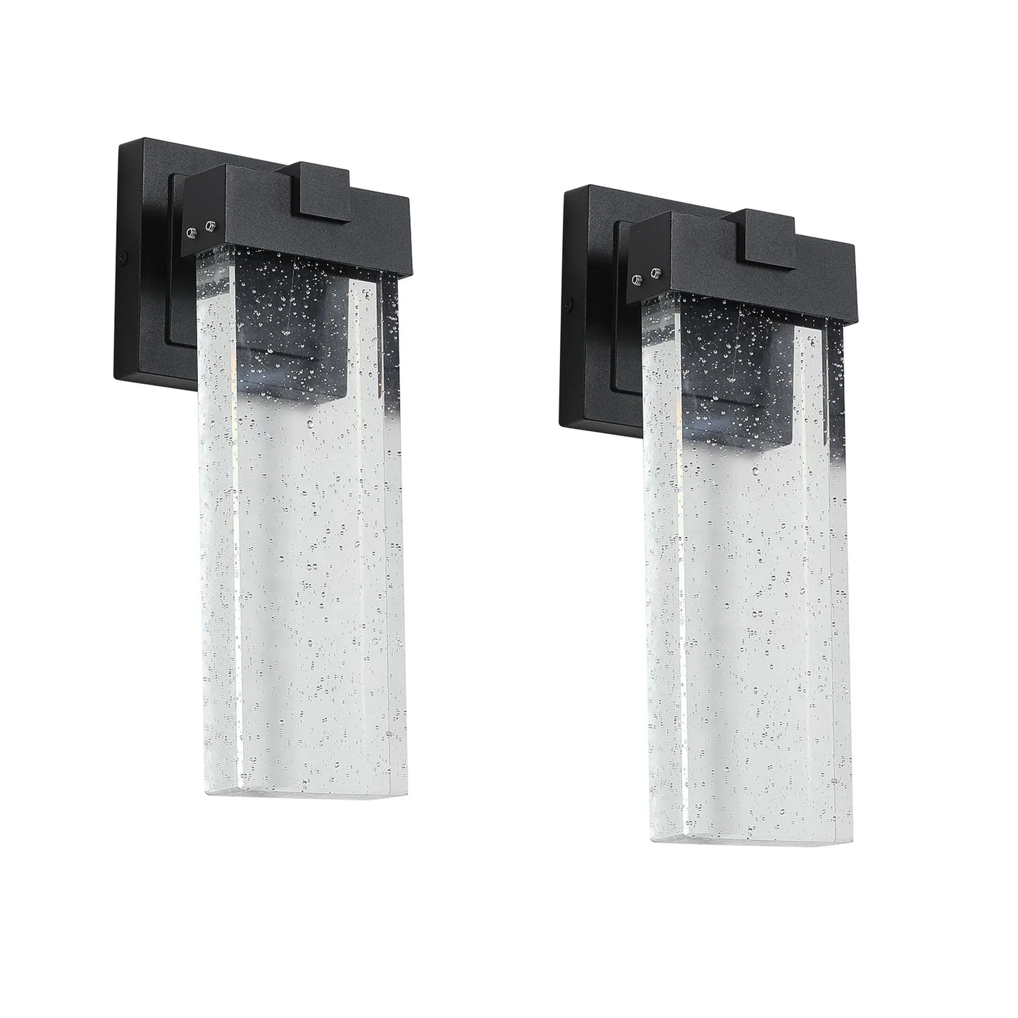2-Pack Outdoor Wall Light Fixture, Weatherproof LED Wall Sconce with Bubble Crystal and Light Sensor - 12W Per Lamp – view 12