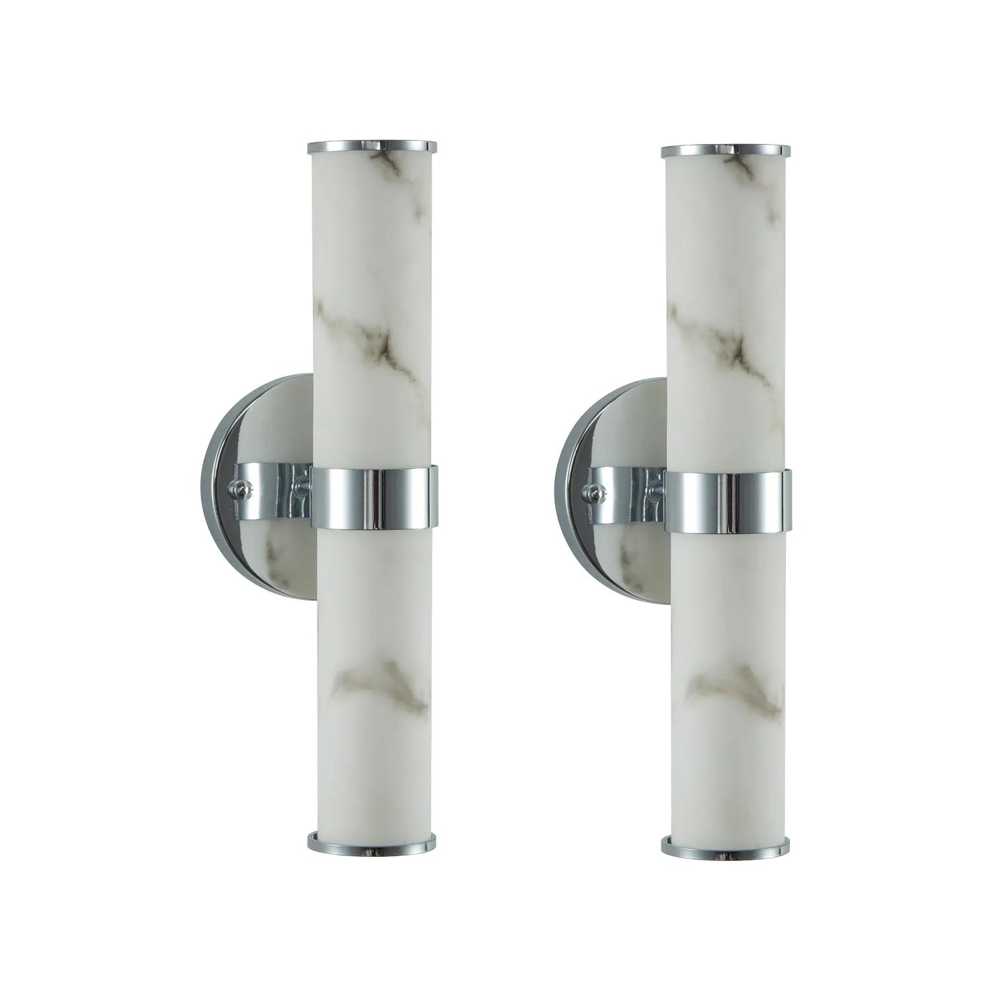 Resin Imitation Marble and Chrome Wall Sconce, Set of 2,Modern Vertical Light Fixture for Bathrooms, Hallways, and Bedrooms (Only Indoor) – view 12