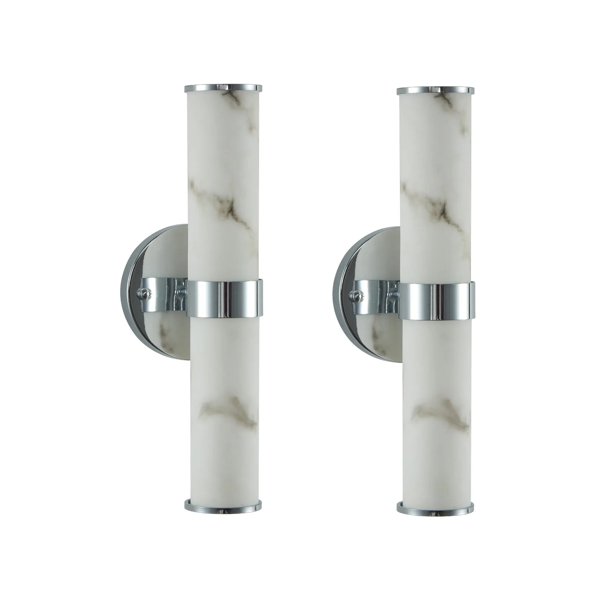 Resin Imitation Marble and Chrome Wall Sconce, Set of 2,Modern Vertical Light Fixture for Bathrooms, Hallways, and Bedrooms (Only Indoor) – view 12