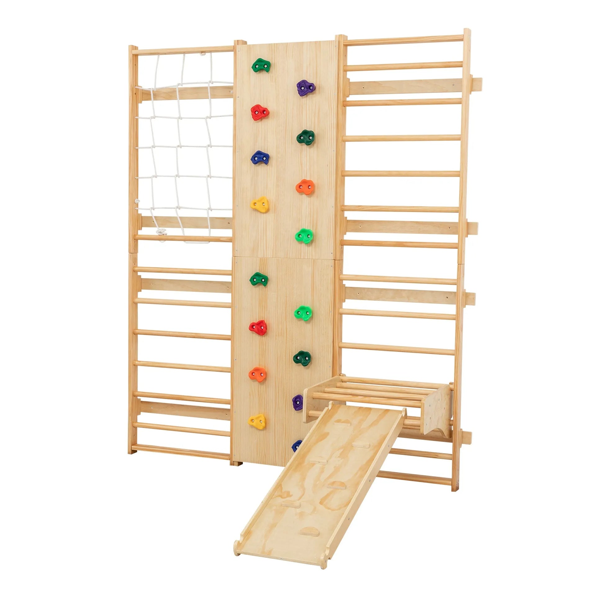 All-in-One 10-in-1 Indoor Climbing Set - Featuring a Rock Climbing Wall, Wooden Swings, Gymnastic Rings, Rope Ladders, and Stretching Equipment for a – view 12