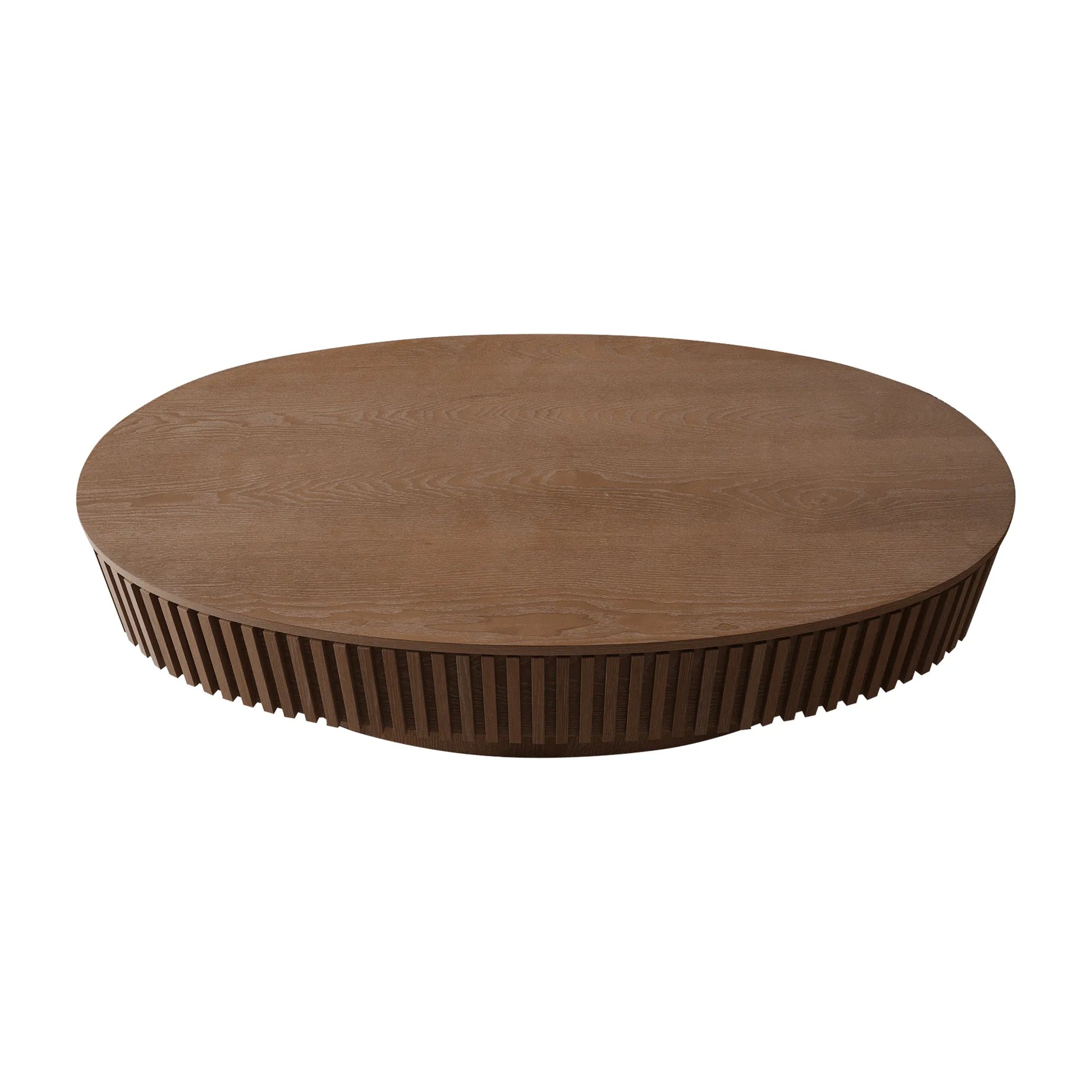 47'' Oval Coffee Table with Storage Solid Wood Veneered Modern Coffee Table Accent Tea Table for Living Room, Bedroom, Apartment or Office, Walnut – view 12
