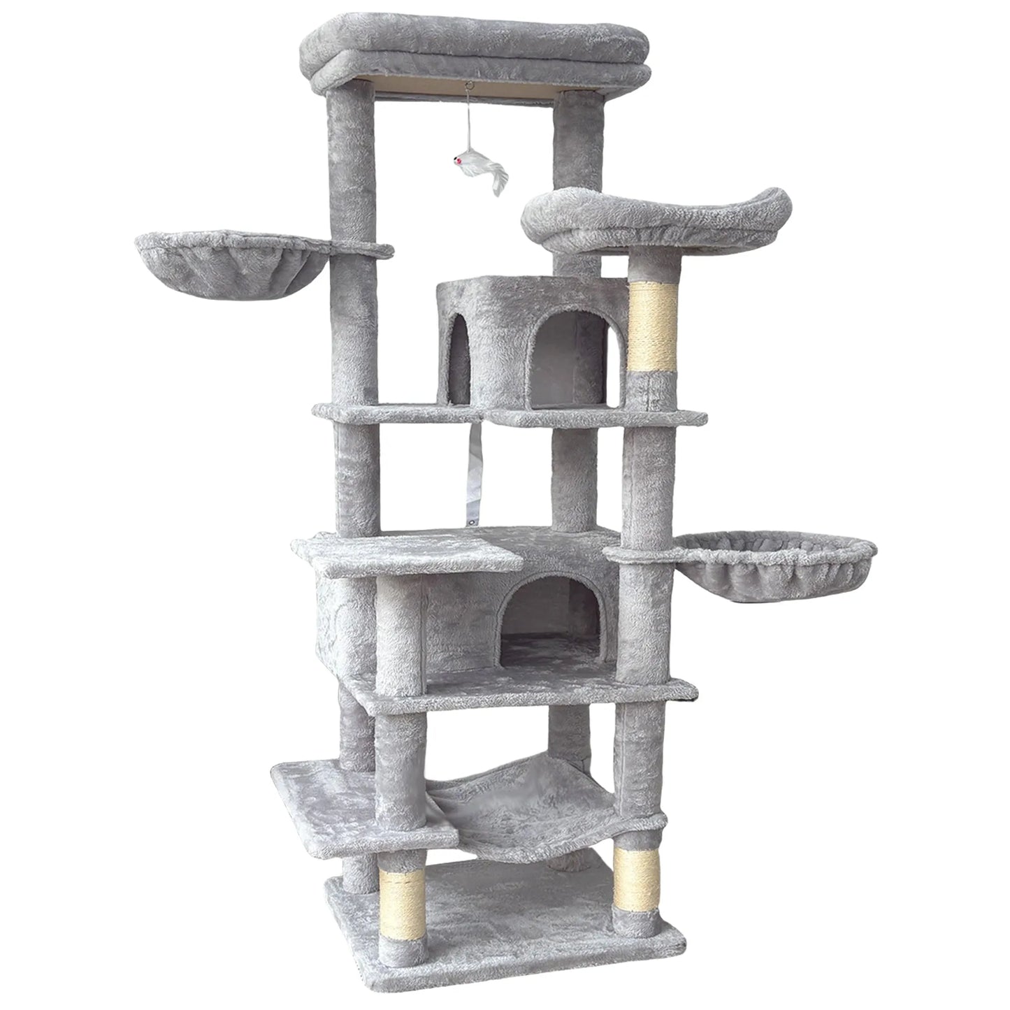 68in Tall Multi-Level Green Cat Tree with Hammocks, Hanging Basket, Cat Cave, Removeable Cushion, Scratching Posts - Plush Cat Tower for Indoor Cats – view 12