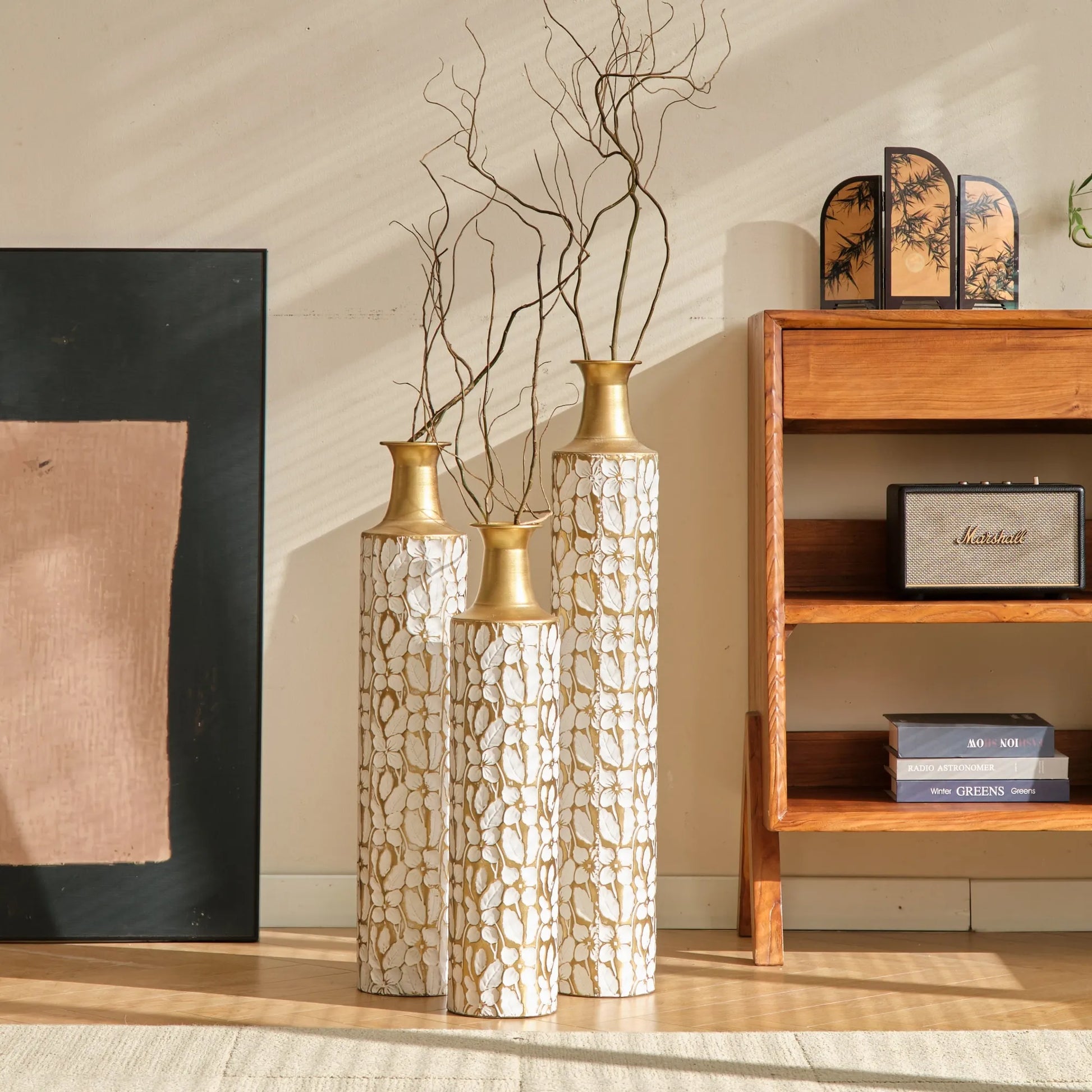 Floor Vases Gold Large Vases - 32/28/24-Inch Decorative High Vases Set of 3 for Home Décor Vintage Large Vases Representing Twigs, Twigs Dried – view 12