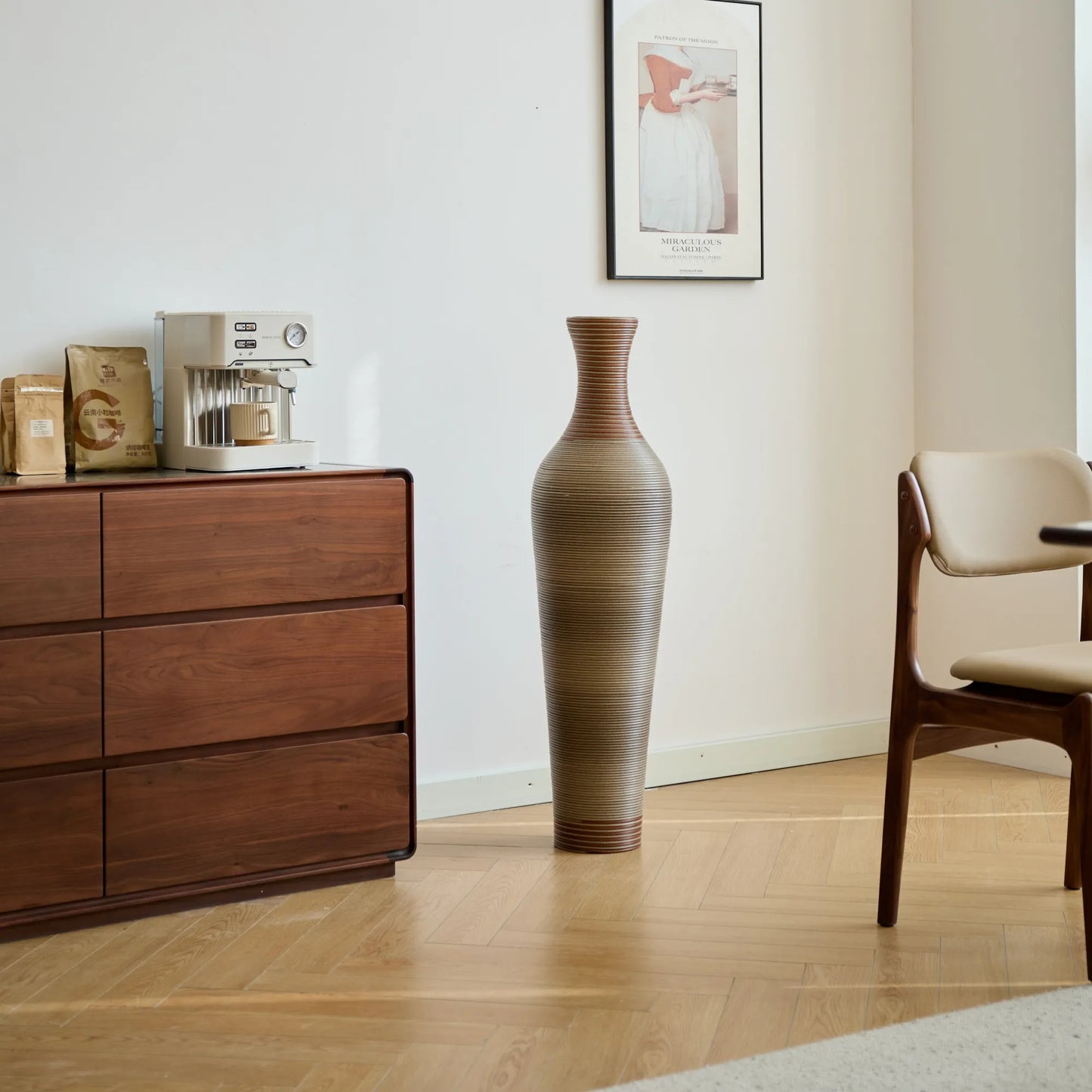 39-Inch-Tall Vase, Brown Decorative Floor Vase, Classic Neat Floor Vase Tall Freestanding Flower Holder, Artificial Rattan Vase, PVC Floor Vase – view 12