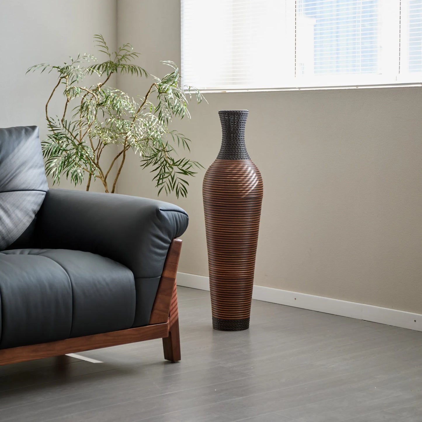 39' Tall Standing Designer Floor Vases with Elegant Two-Tone Dark Brown Finishes - Ideal for Decorating Living Rooms, Bedrooms, Entryways Perfect for – view 12