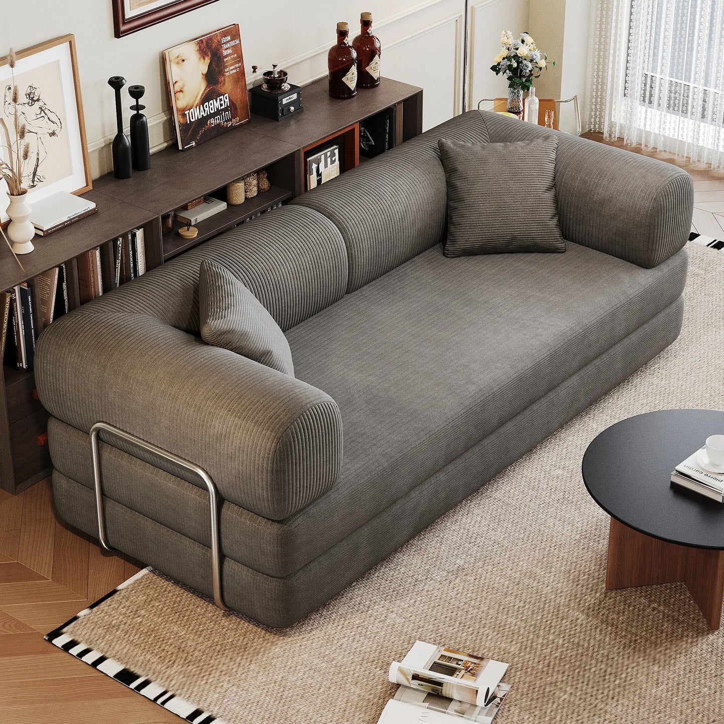 78.8' Compression Sofa,Convertible Floor Sofa Bed-with Pillow Back Support Armrest,Comfy Futon Couch Sleeper Bed,Loveseats Boneless Modular Sectional – view 12